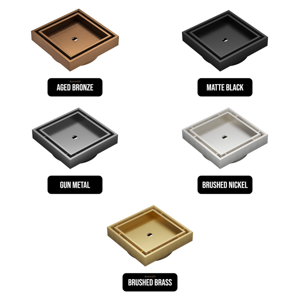 LINSOL EZYFLOW DN89 SQUARE TILE INSERT WASTE 110MM AGED BRONZE