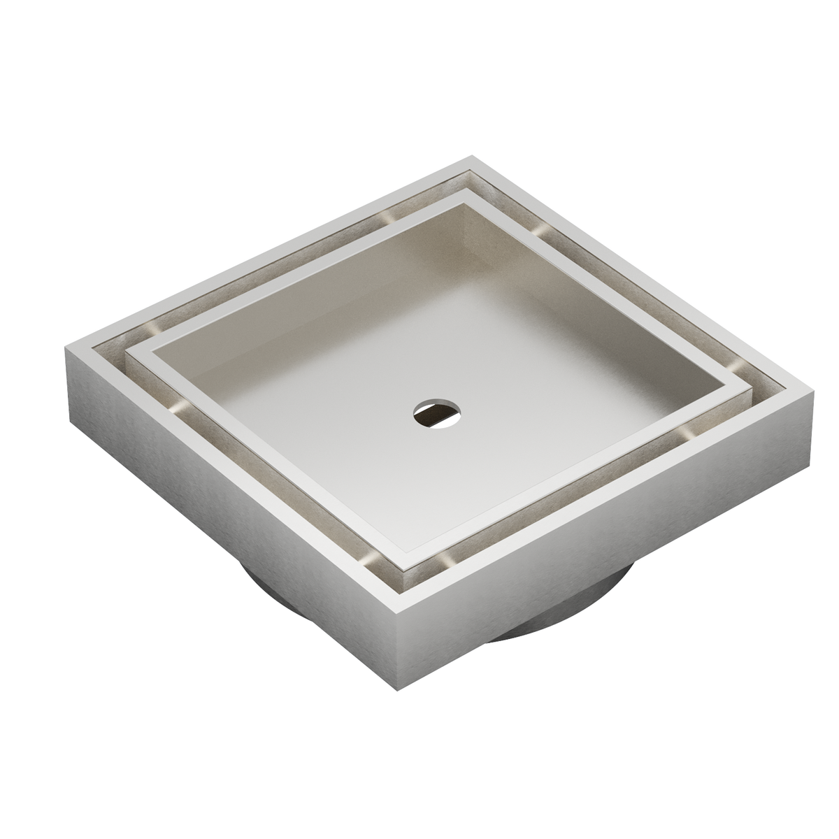 LINSOL EZYFLOW TILE INSERT DN50 SQUARE WASTE 110MM BRUSHED NICKEL