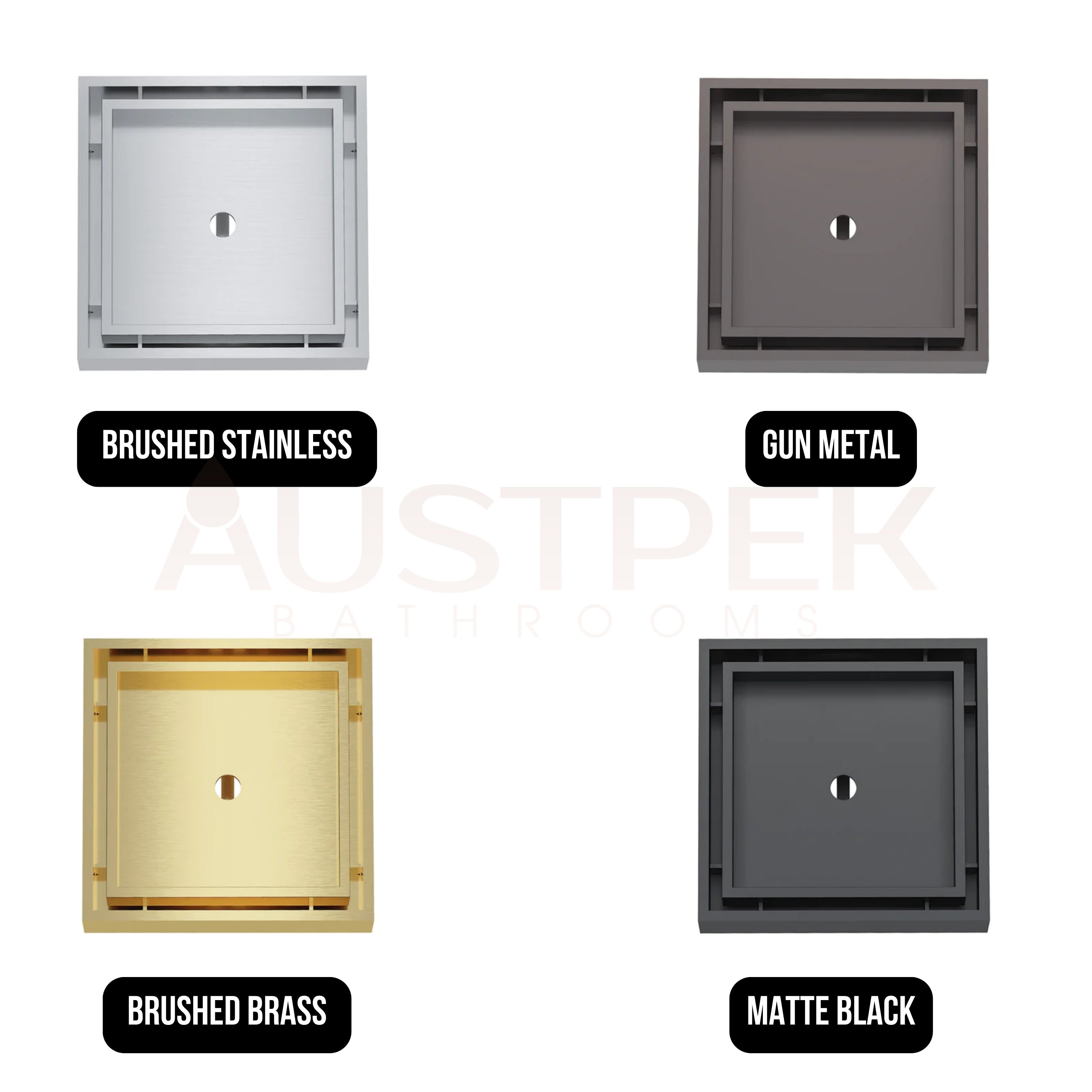 LINSOL EZYFLOW SQUARE TILE INSERT GRATE GUN METAL 110MM