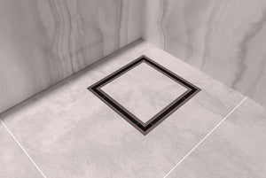 LINSOL EZYFLOW SQUARE TILE INSERT GRATE GUN METAL 110MM