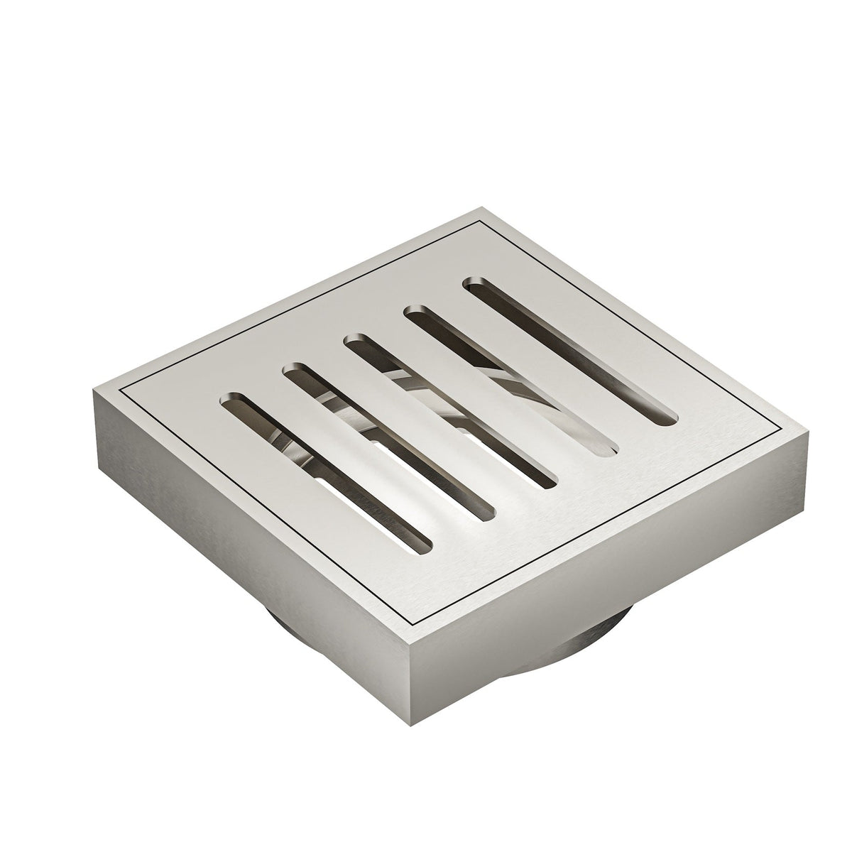 LINSOL EZYFLOW DN89 VERTICAL PRESSED SQUARE WASTE 110MM BRUSHED NICKEL