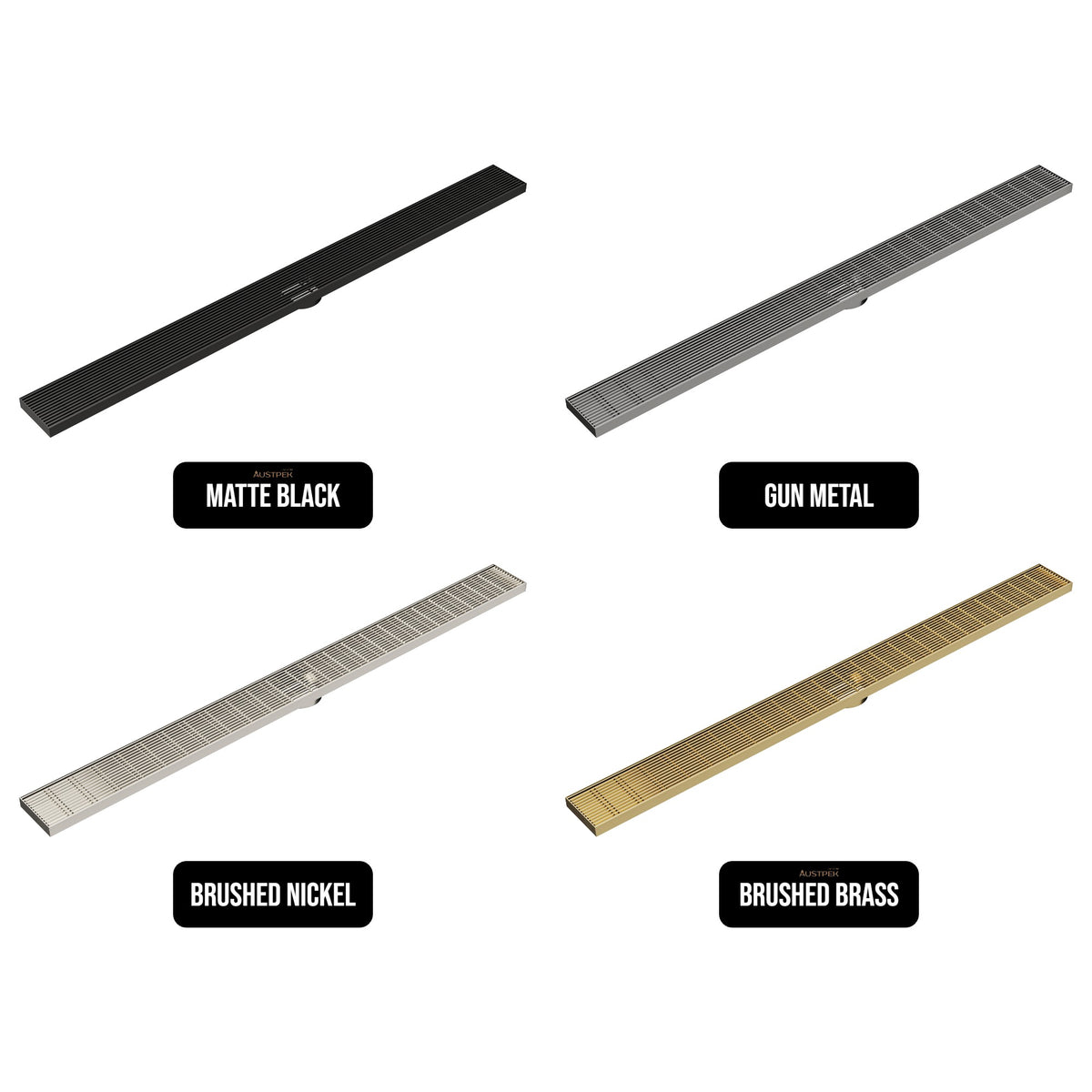LINSOL EZYFLOW HEELGUARD DN64 LINEAR WASTE 1200MM BRUSHED BRASS