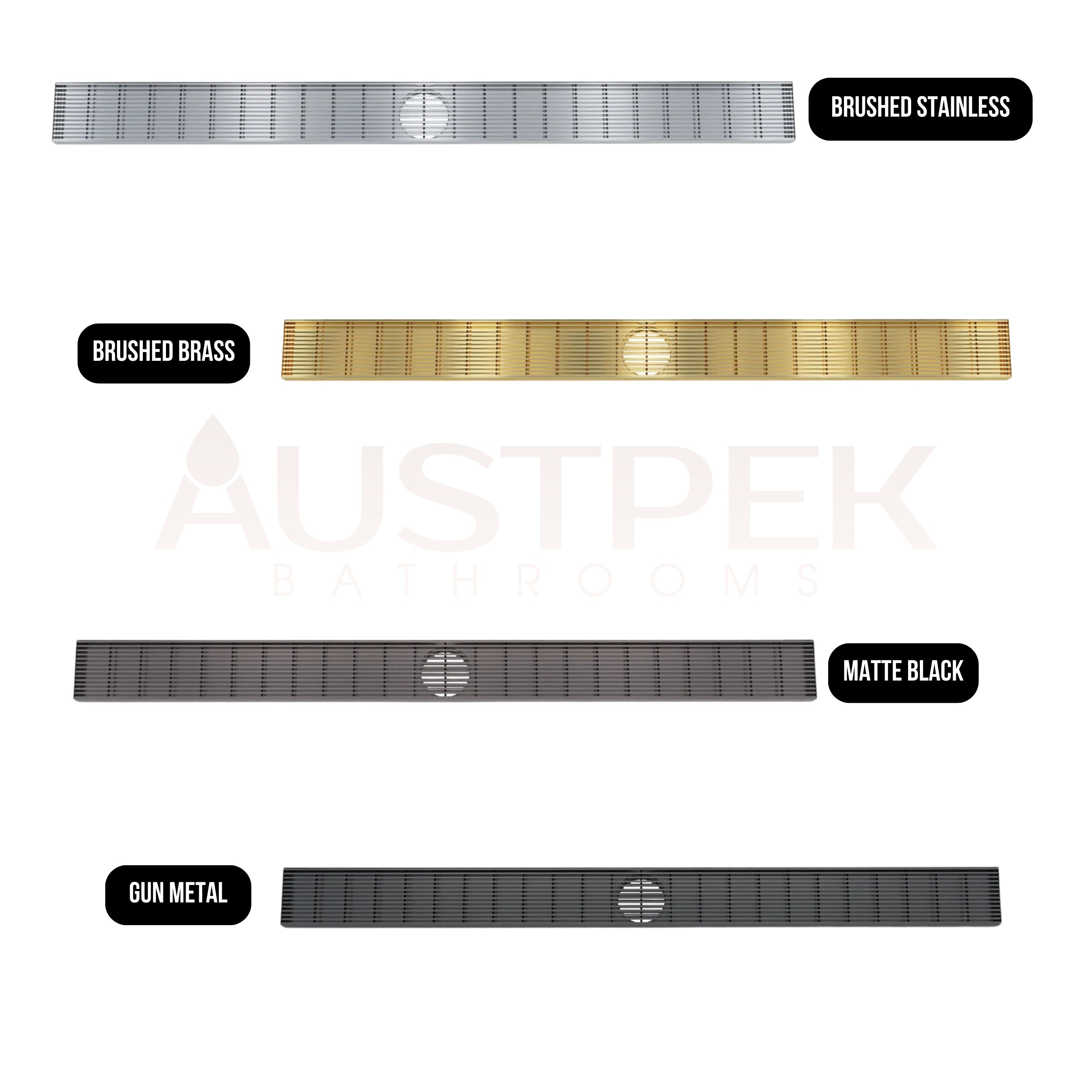 LINSOL EZYFLOW HEELGUARD CHANNEL GRATE BRUSHED BRASS 1200MM