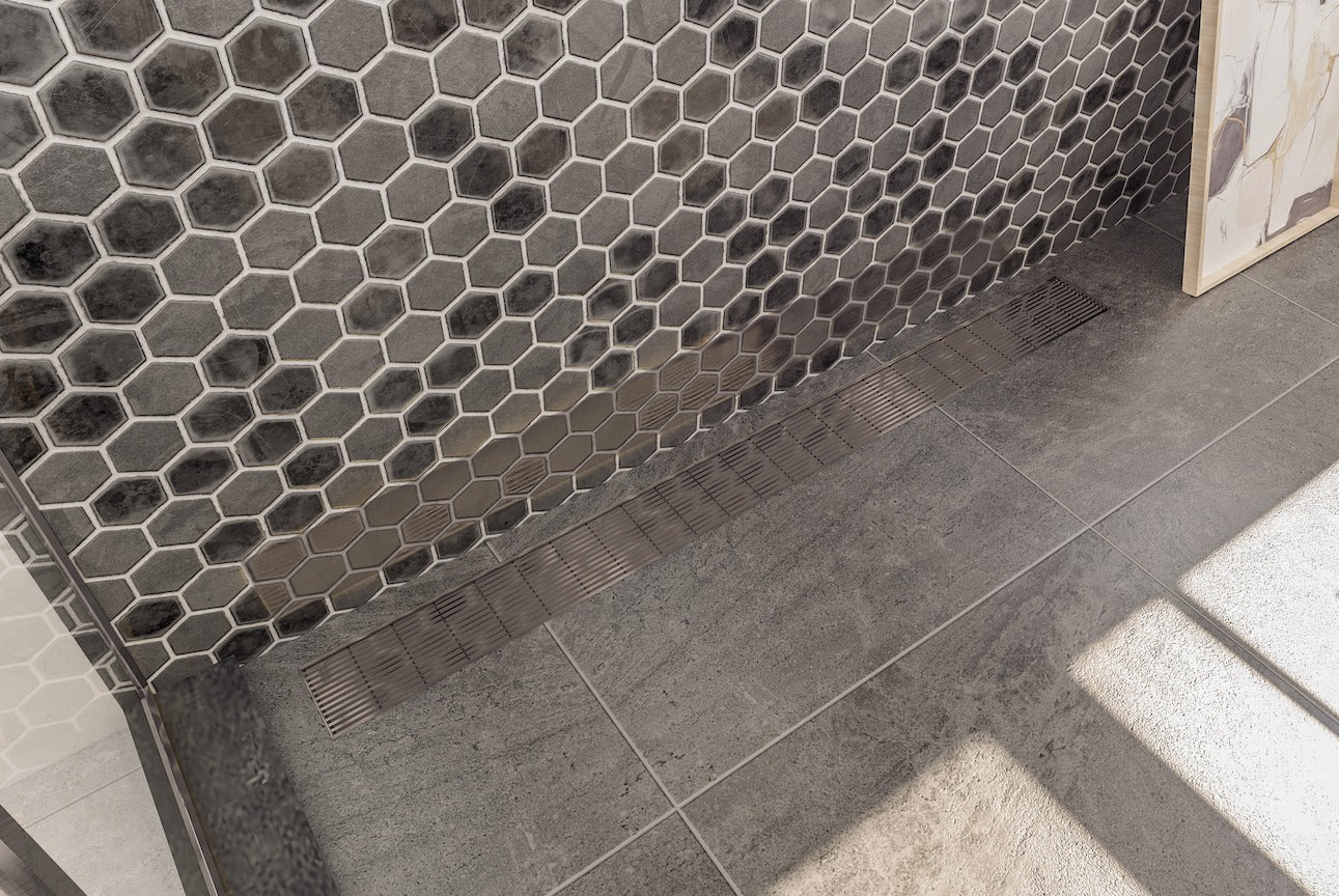 LINSOL EZYFLOW HEELGUARD CHANNEL GRATE GUN METAL 1200MM