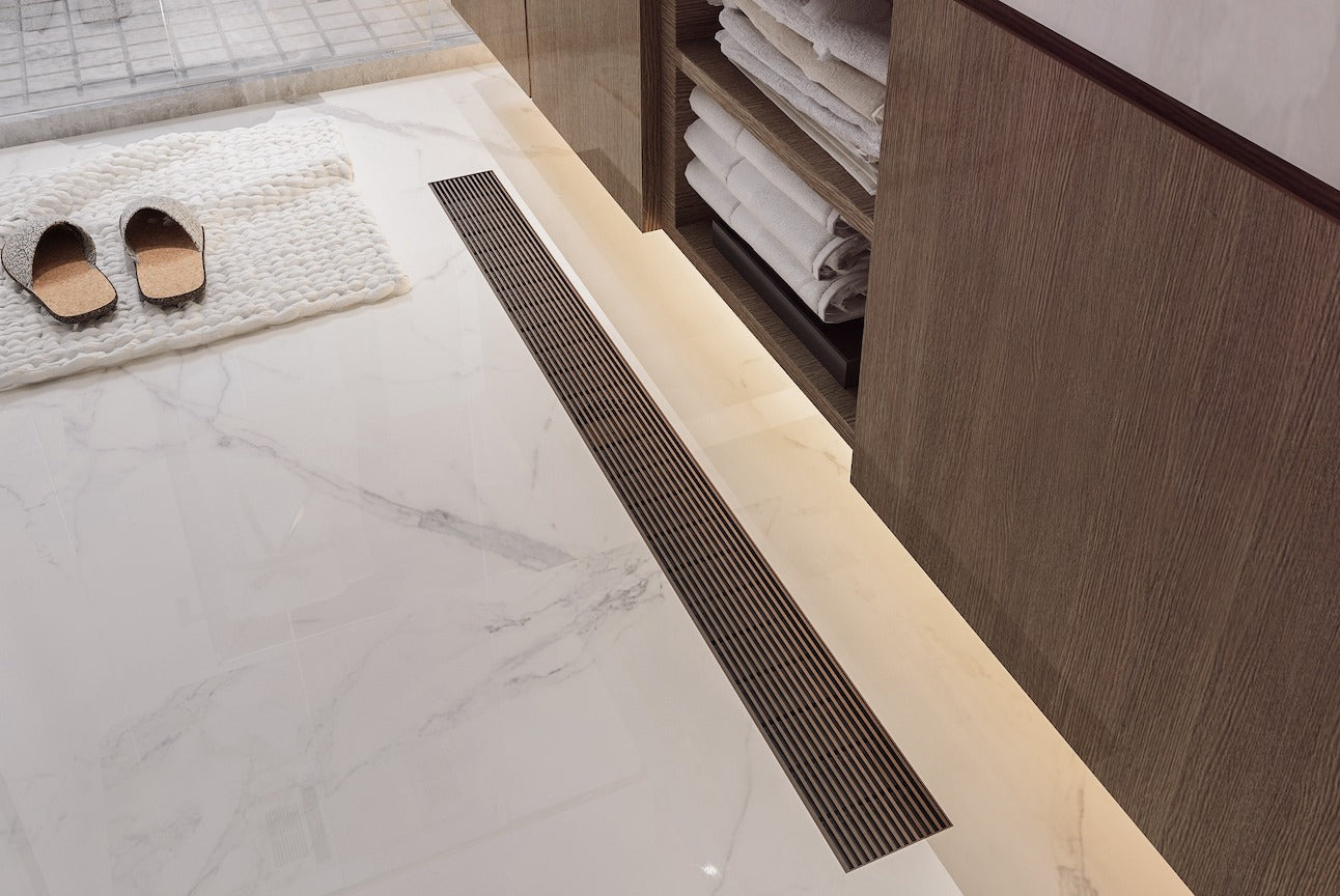 LINSOL EZYFLOW HEELGUARD CHANNEL GRATE GUN METAL 1200MM