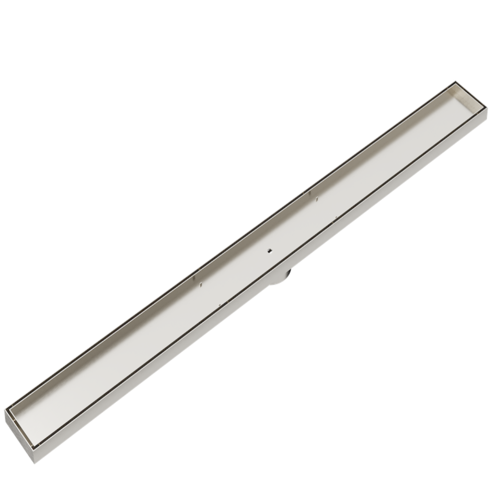 LINSOL EZYFLOW TILE INSERT DN89 LINEAR WASTE 1500MM BRUSHED NICKEL