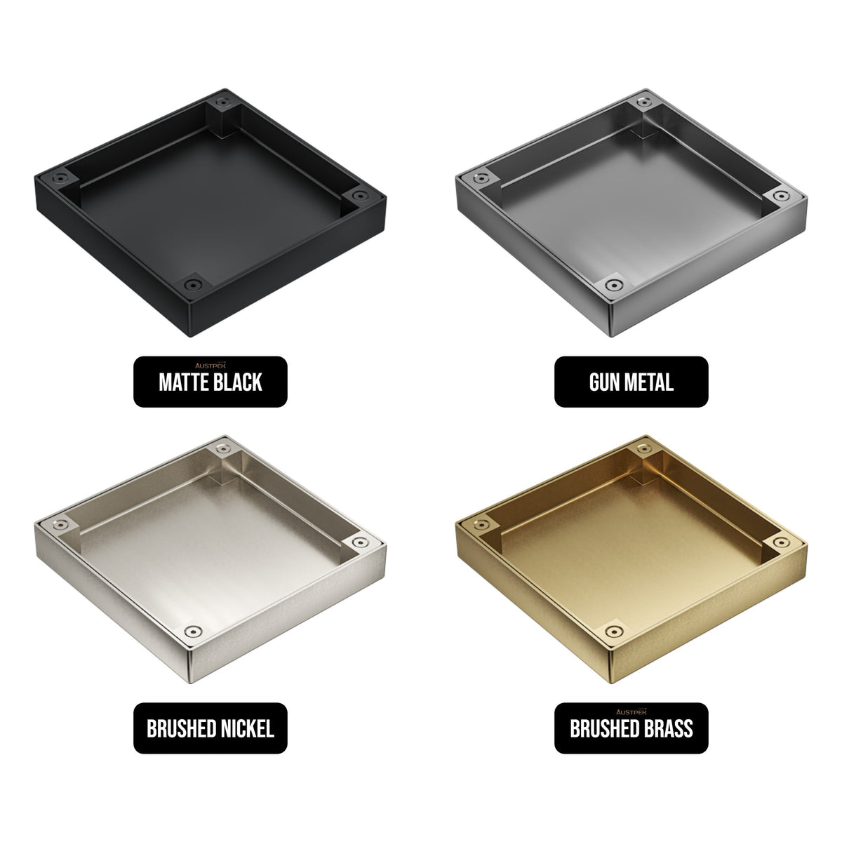 LINSOL EZYFLOW TILE INSERT DN94 SQUARE CLEAN OUT 130MM BRUSHED NICKEL