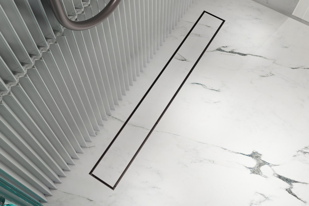 LINSOL EZYFLOW TILE INSERT CHANNEL GRATE GUN METAL 800MM