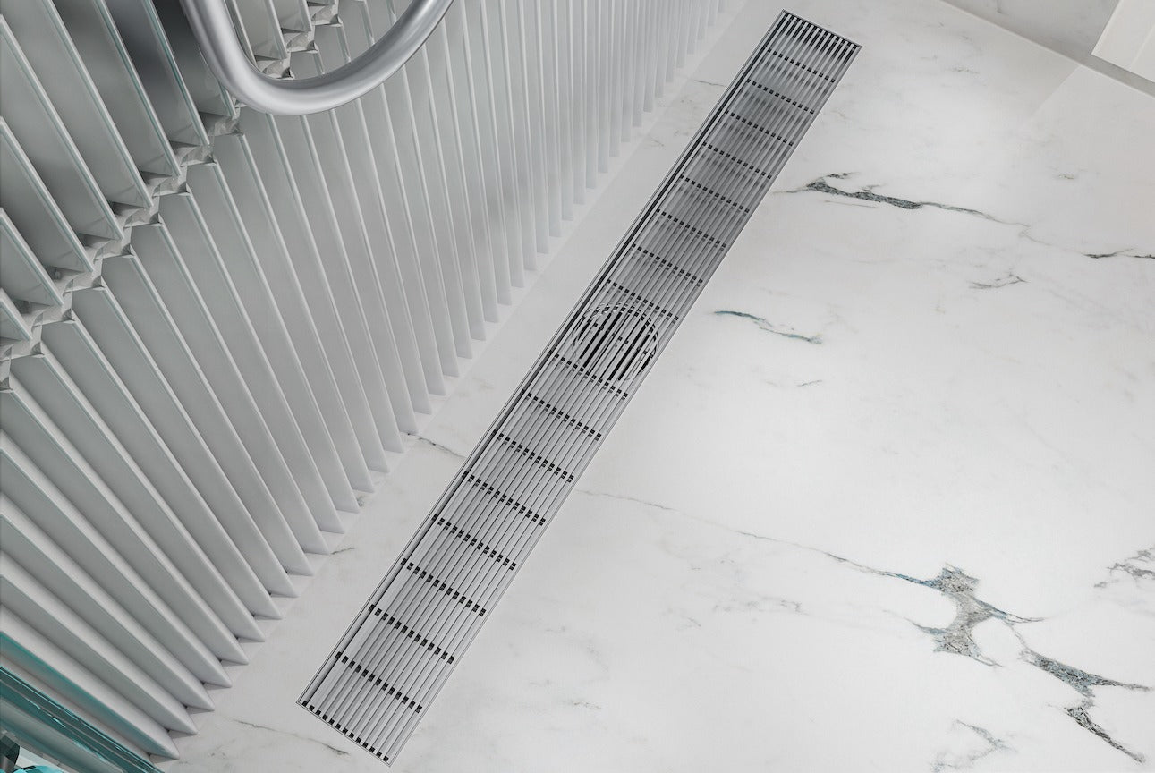 LINSOL EZYFLOW 900 LINEAR HEELGUARD CHANNEL GRATE BRUSHED STAINLESS