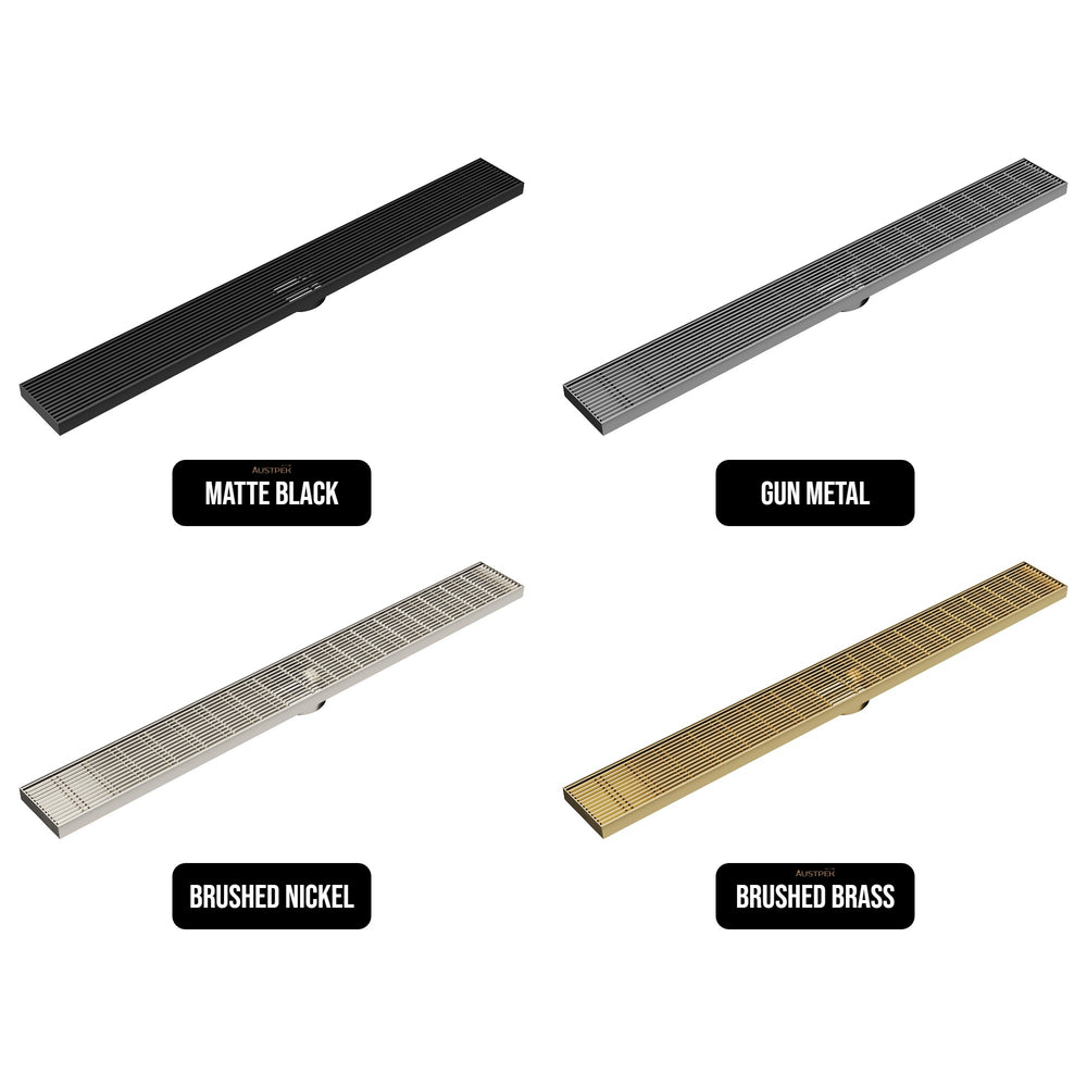 LINSOL EZYFLOW 900 LINEAR HEELGUARD CHANNEL GRATE BRUSHED BRASS
