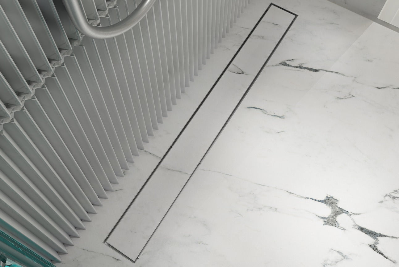 LINSOL EZYFLOW TILE INSERT CHANNEL GRATE BRUSHED STAINLESS 900MM