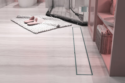 LINSOL EZYFLOW TILE INSERT CHANNEL GRATE BRUSHED STAINLESS 900MM