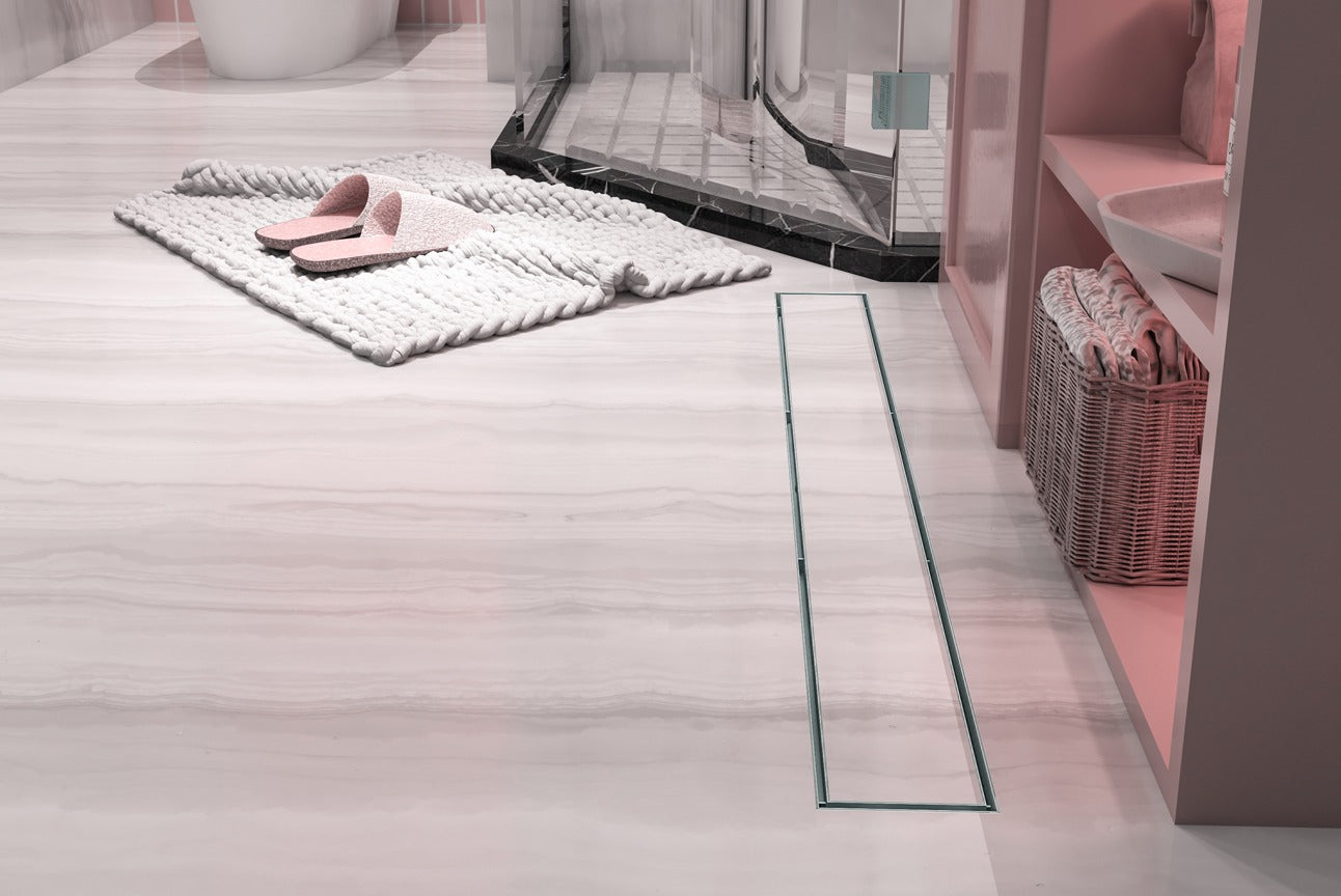 LINSOL EZYFLOW TILE INSERT CHANNEL GRATE BRUSHED STAINLESS 900MM