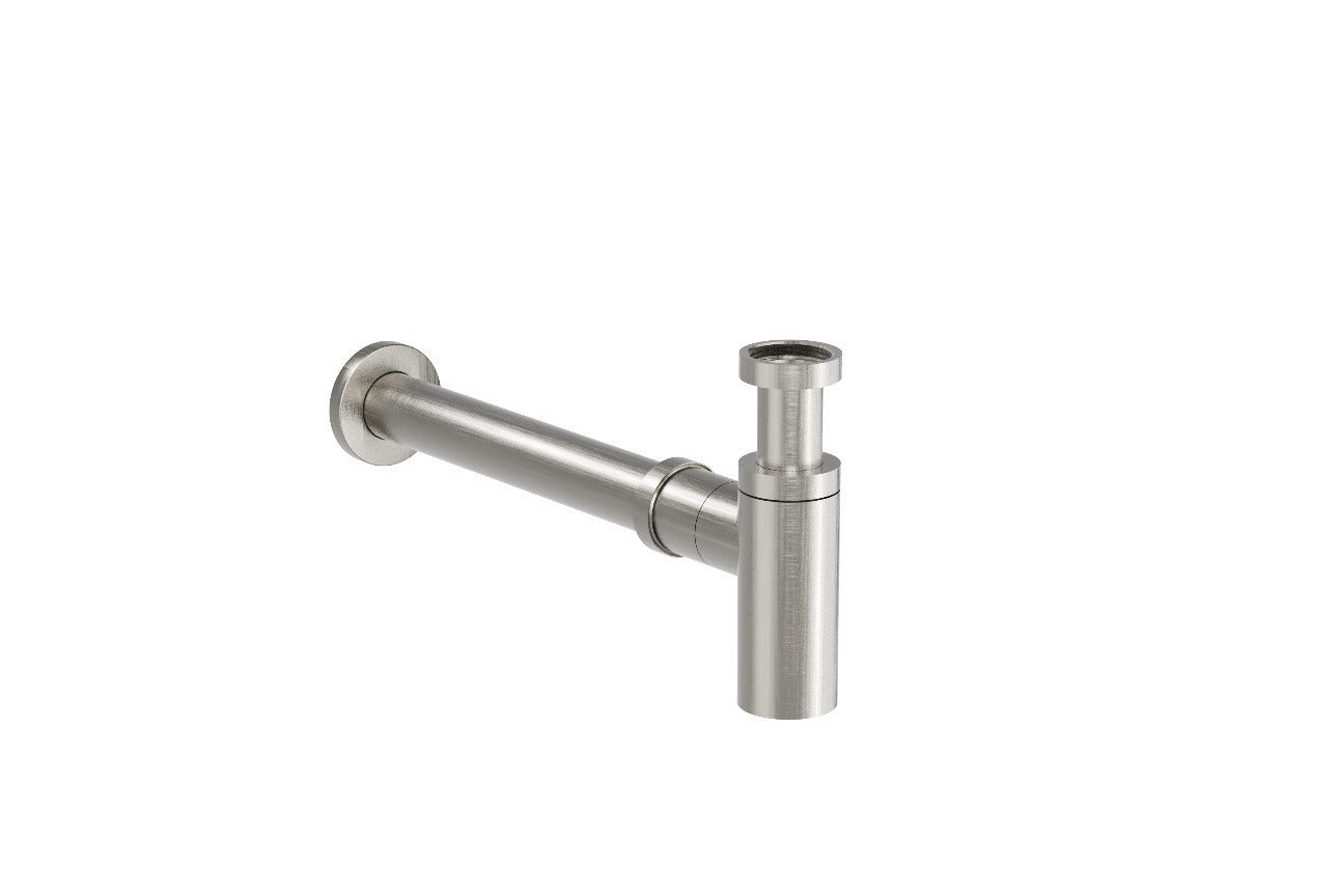 LINSOL EZYFLOW BRASS ROUND BOTTLE TRAP BRUSHED NICKEL 32MM