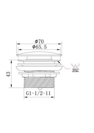 Linsol Ezyflow 40mm Pop-Up Plug & Waste technical drawing