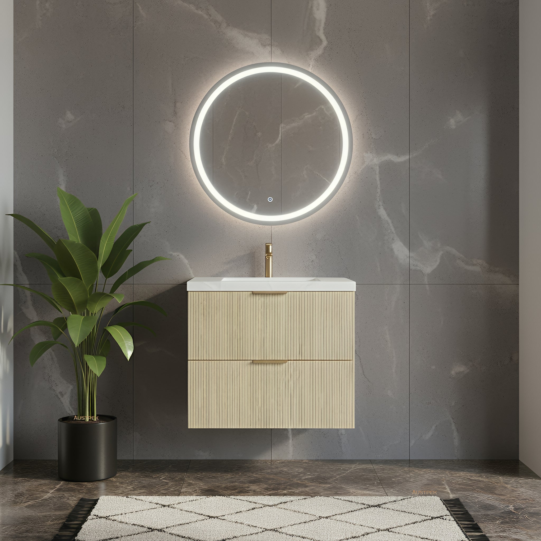 CETO EDEN CLASSIC OAK 750MM SINGLE BOWL WALL HUNG VANITY