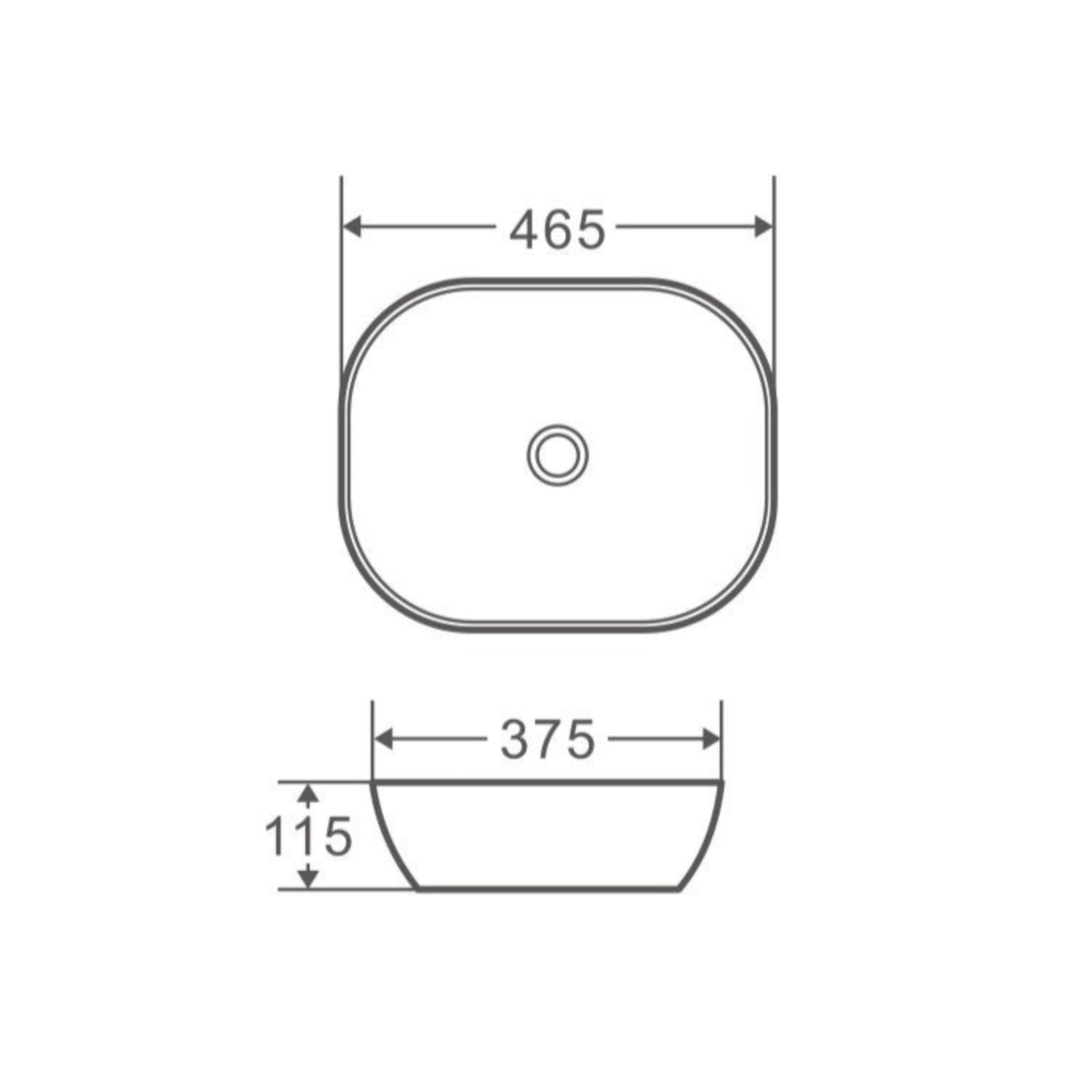 MERCIO EVEA OVAL ABOVE COUNTER BASIN GLOSS WHITE 465MM