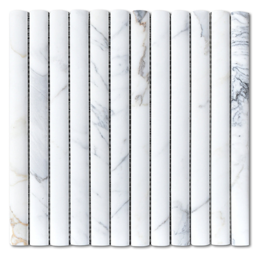 EVERSTONE 3D FLUTE CALACATTA HONED 300X300MM SQUARE MOSAIC TILE (PER BOX)
