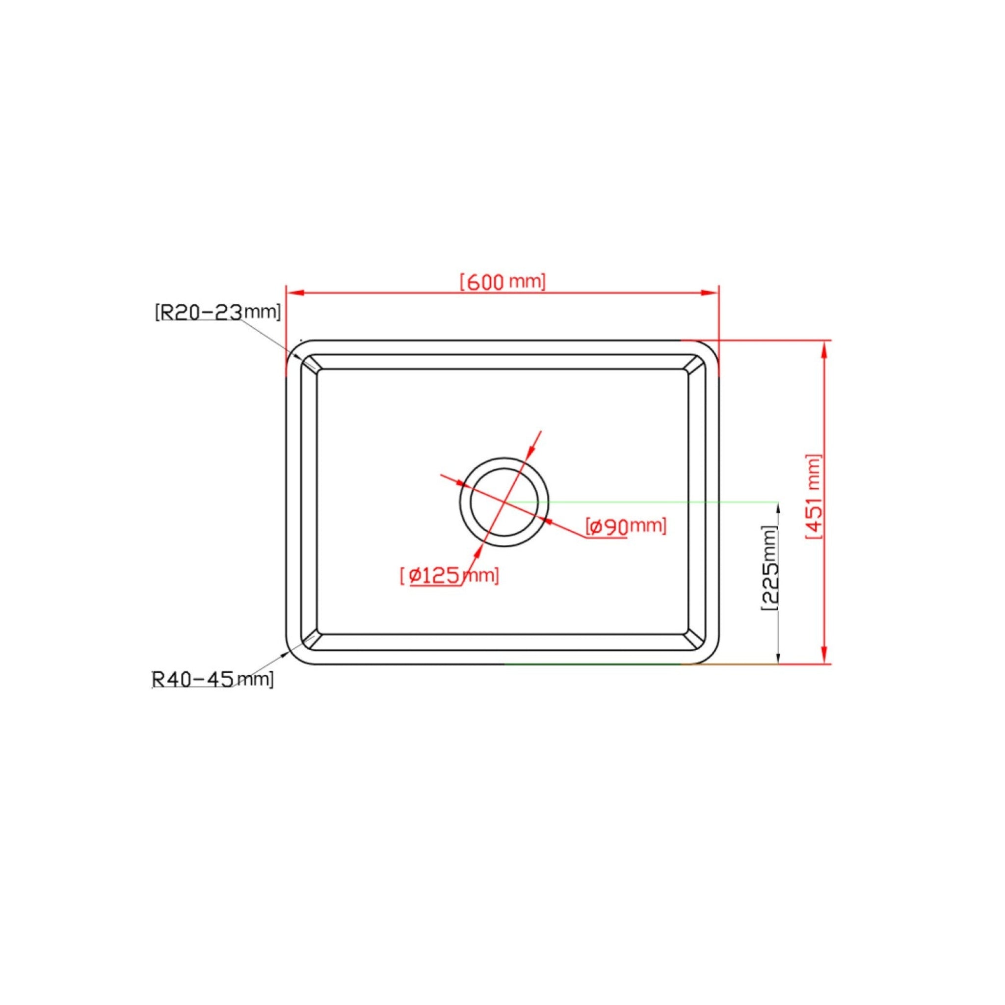 CETO CHELSEA SINGLE BOWL FIRECLAY KITCHEN SINK GLOSS WHITE 660MM
