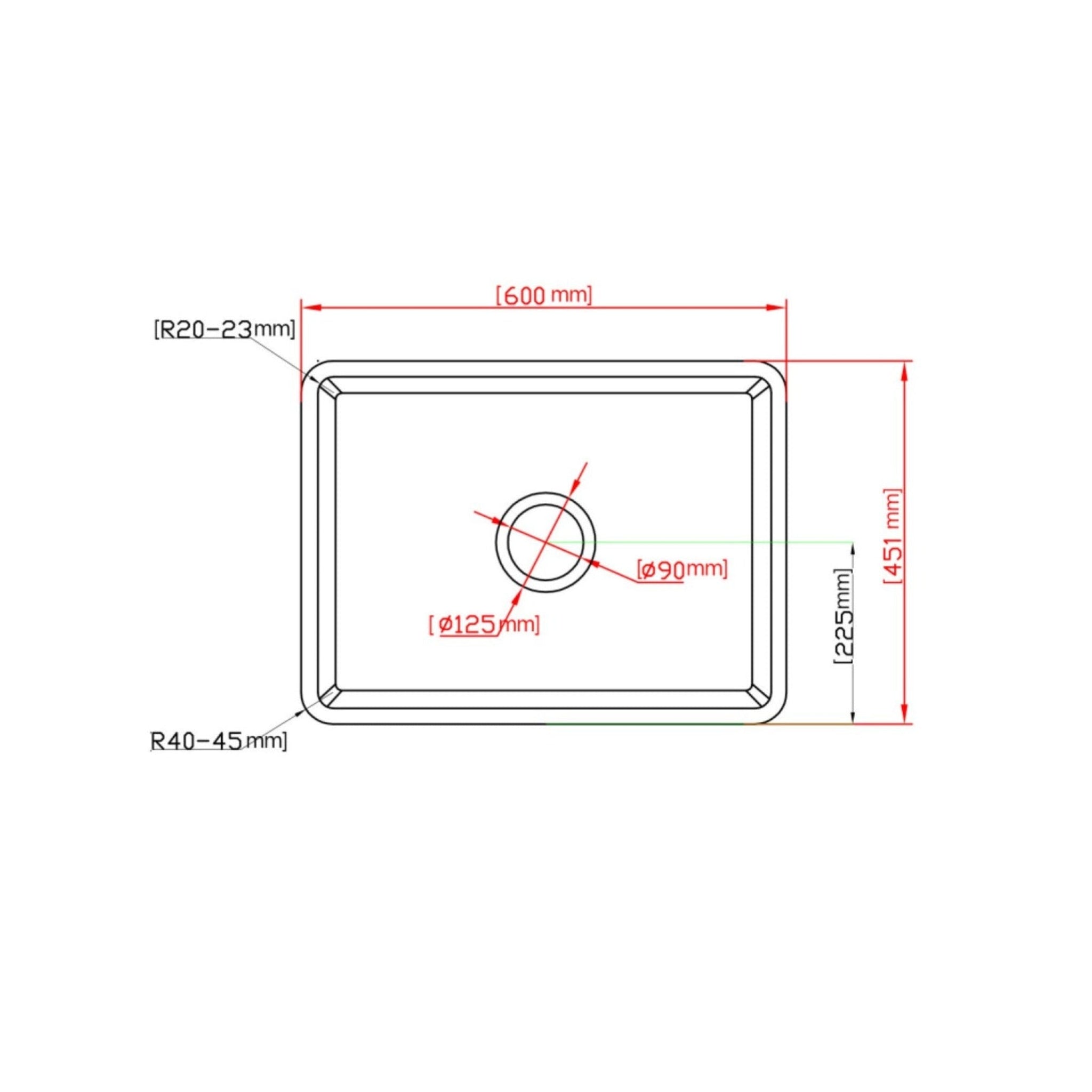 CETO CHELSEA SINGLE BOWL FIRECLAY KITCHEN SINK MATTE BLACK 660MM