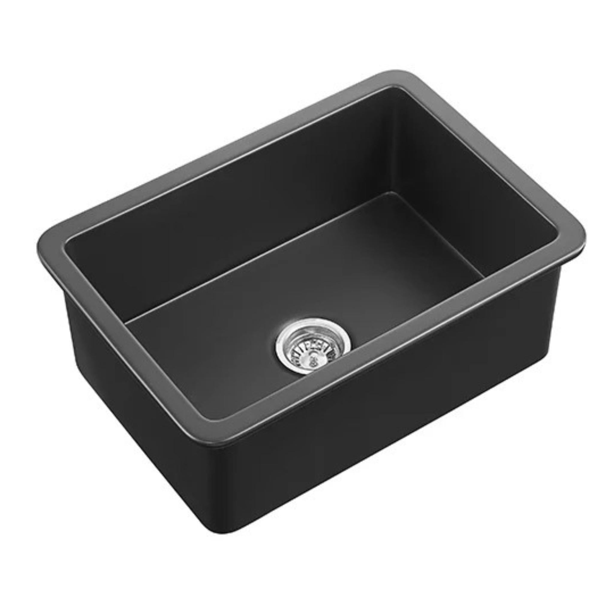 CETO CAMDEN SINGLE BOWL FIRECLAY KITCHEN SINK MATTE BLACK 677MM