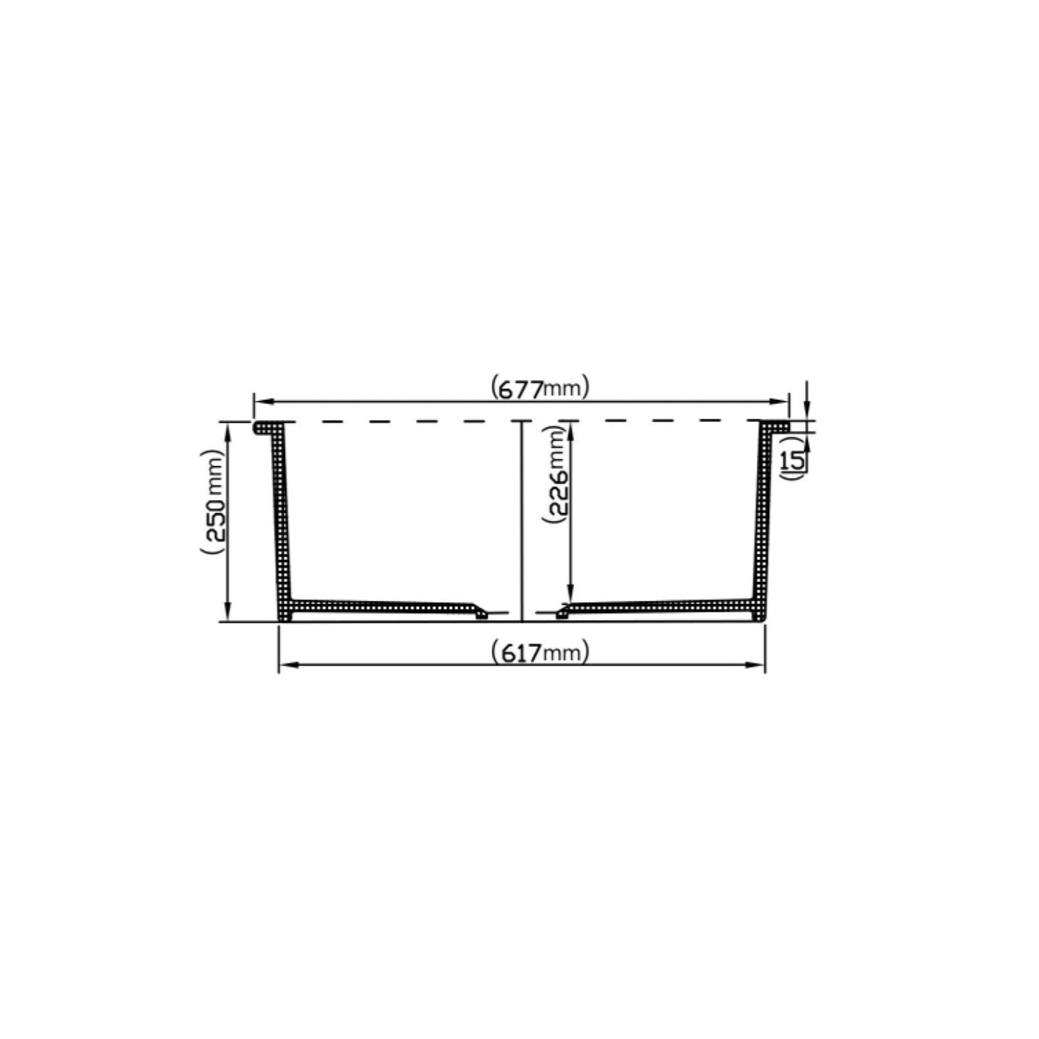 CETO CAMDEN SINGLE BOWL FIRECLAY KITCHEN SINK MATTE BLACK 677MM