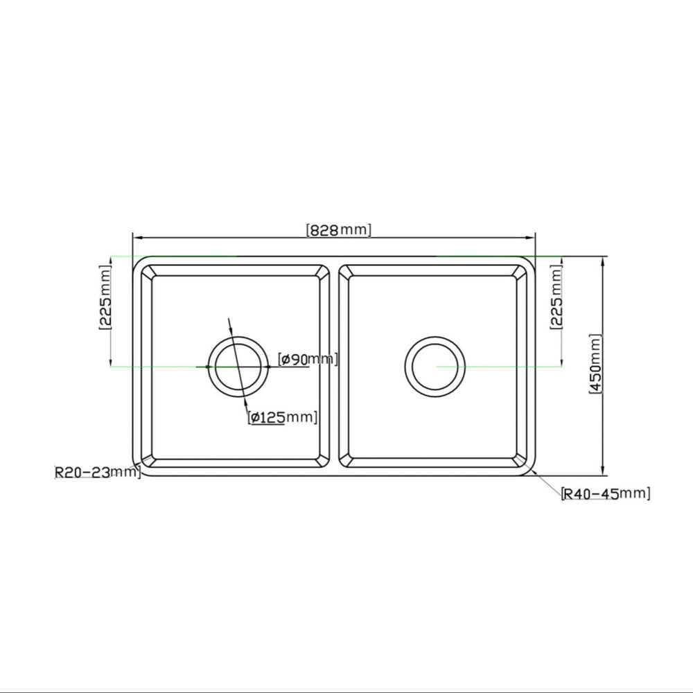CETO GREENWICH DOUBLE BOWL FIRECLAY KITCHEN SINK GLOSS WHITE 838MM
