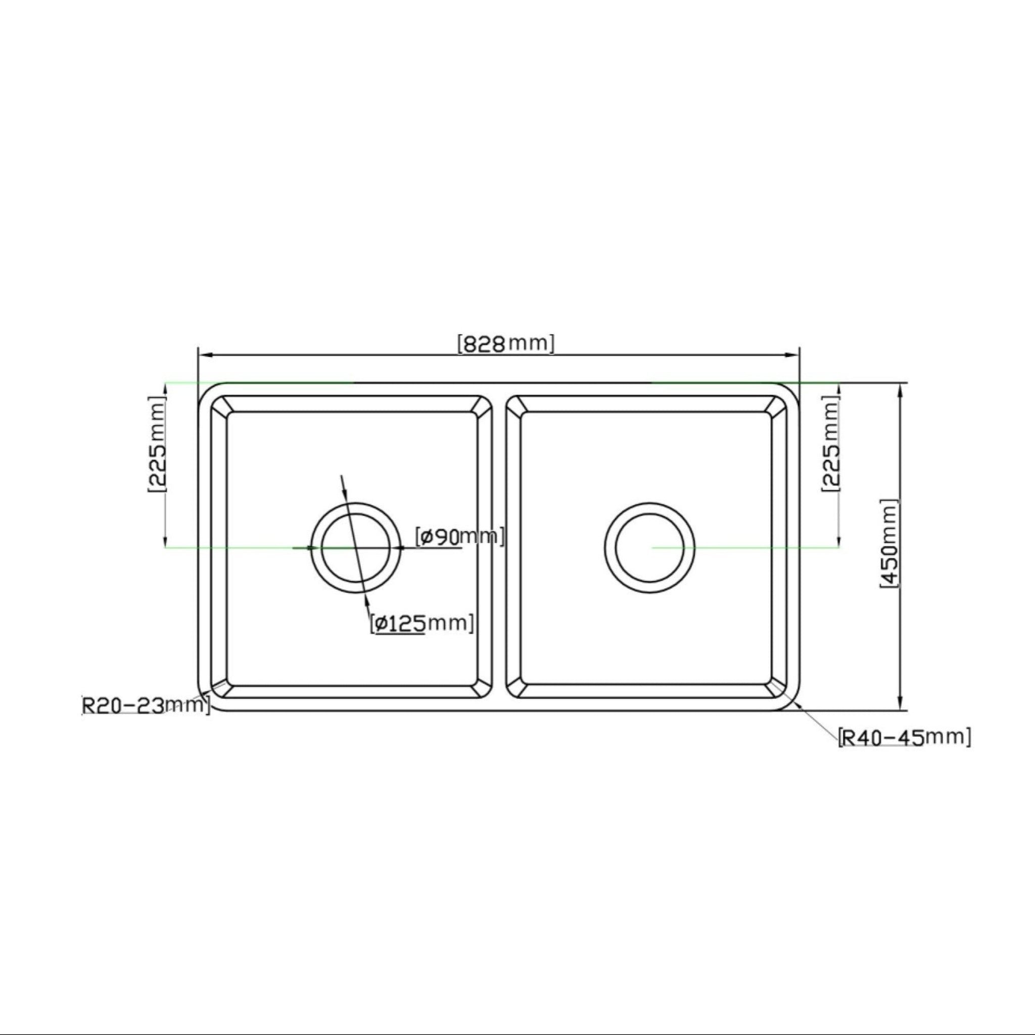 CETO GREENWICH DOUBLE BOWL FIRECLAY KITCHEN SINK GLOSS WHITE 838MM