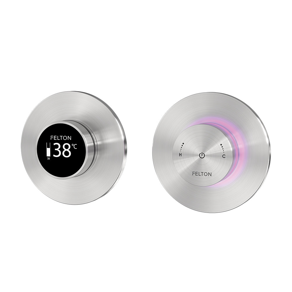 FELTON LINEA LEAD FREE THERMOSTATIC DIGITAL SHOWER MIXER BRUSHED STAINLESS FINISH