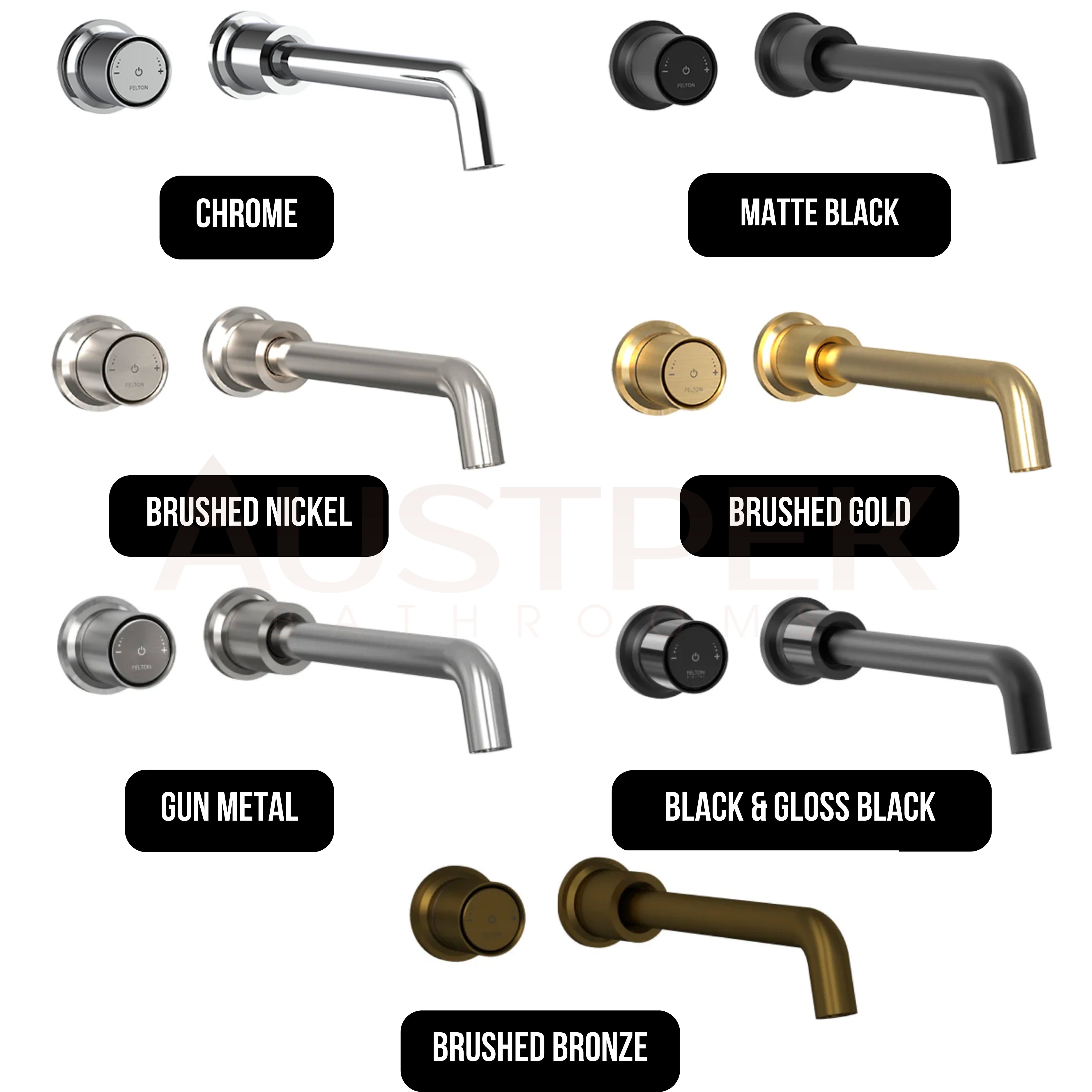 FELTON TATE DIGITAL WALL MOUNTED MIXER 220MM GUN METAL