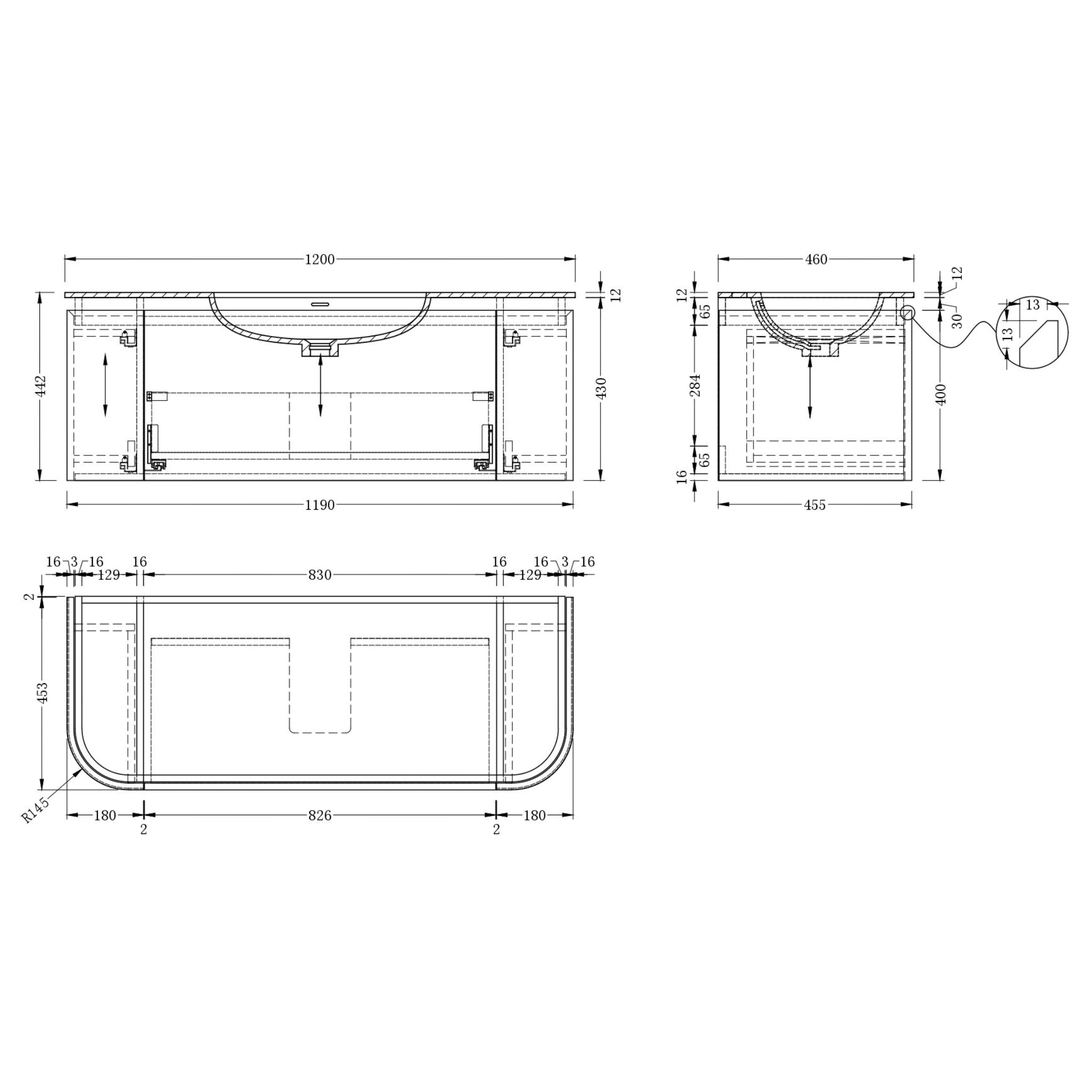 INFINITY FELIX WALNUT 1200MM SINGLE BOWL WALL HUNG VANITY