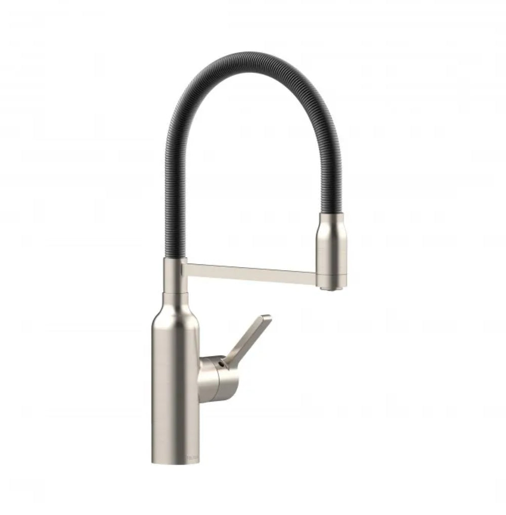 FELTON BEX LEAD FREE ALL PRESSURE PULL DOWN SINK MIXER 414MM BRUSHED STAINLESS AND BLACK