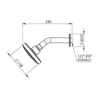 FELTON ELLA SHOWER ROSE 118MM CHROME