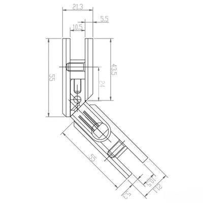 BELLA VISTA SHOWER SCREEN HINGE 135-DEGREES BRUSHED NICKEL