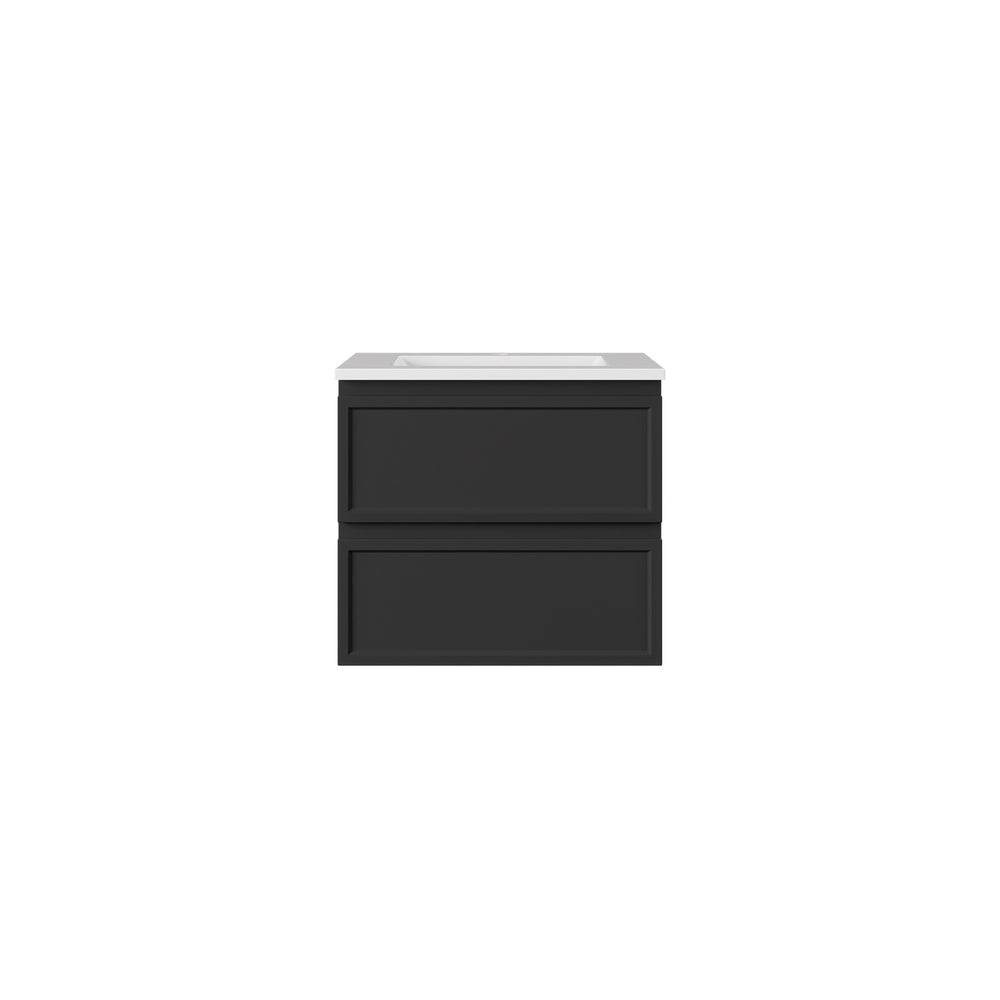 LUKKA HAMILTON MATTE BLACK 600MM SINGLE BOWL WALL HUNG VANITY