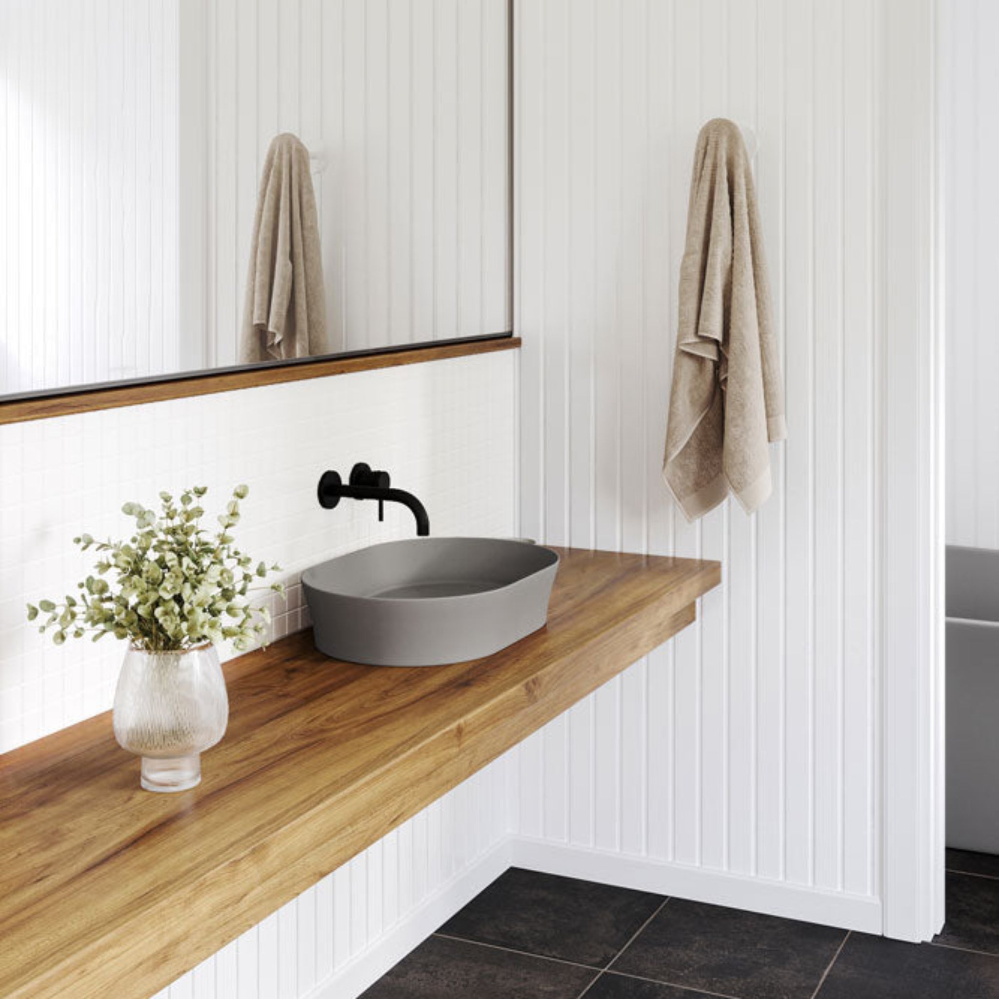 TURNER HASTINGS FINO OVAL ABOVE COUNTER FIRECLAY BASIN MATTE GREY 549MM