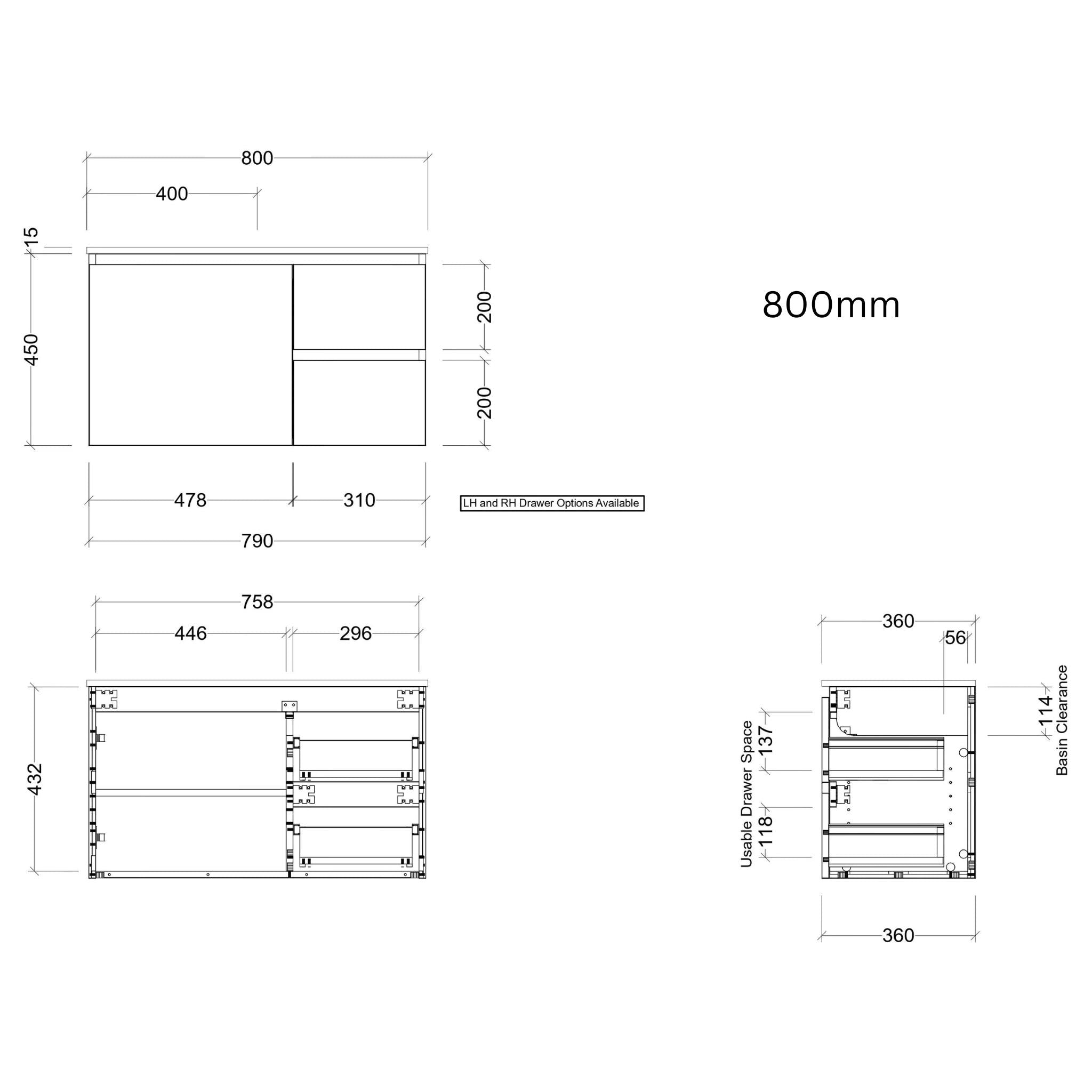TIMBERLINE FLORIDA ENSUITE SPACE SAVING SINGLE BOWL CUSTOM WALL HUNG VANITY (ALL SIZING)
