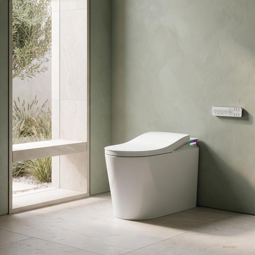 FLUVA K2 INTELLIGENT TOILET W/ AUTOFLUSH REMOTE CONTROLLED BIDET GLOSS WHITE