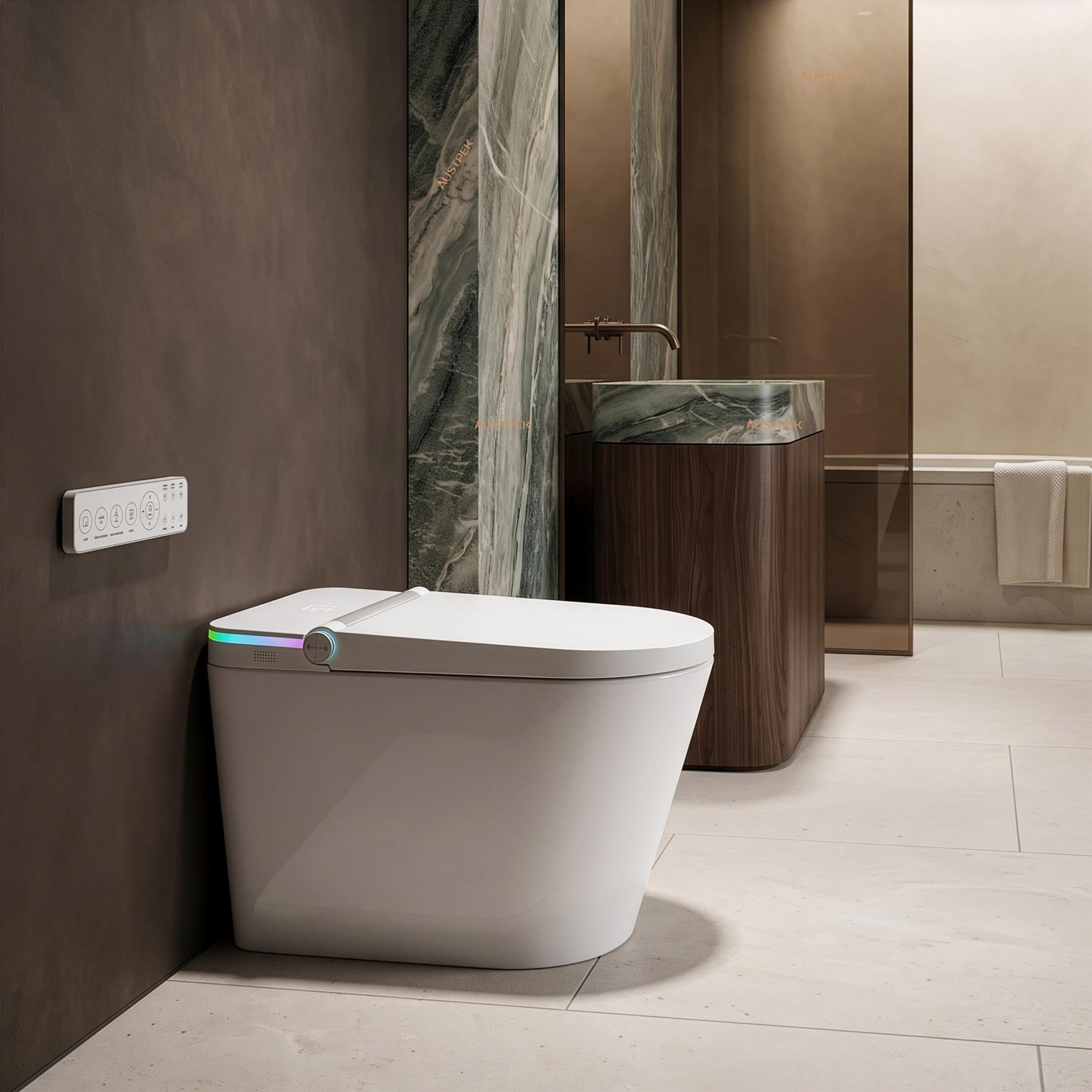FLUVA U5 INTELLIGENT TOILET W/ AUTOFLUSH REMOTE CONTROLLED BIDET GLOSS WHITE