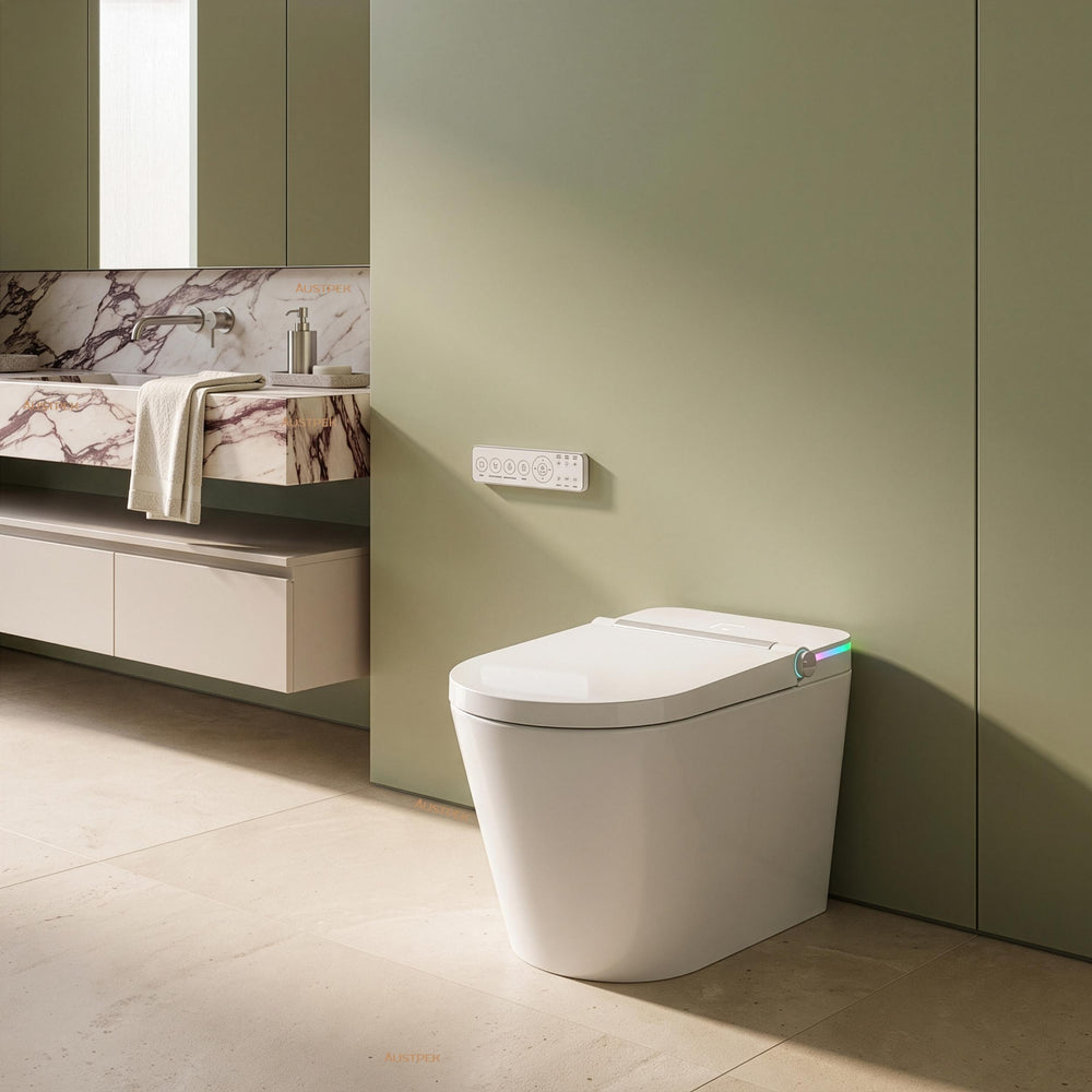 FLUVA U5 INTELLIGENT TOILET W/ AUTOFLUSH REMOTE CONTROLLED BIDET GLOSS WHITE