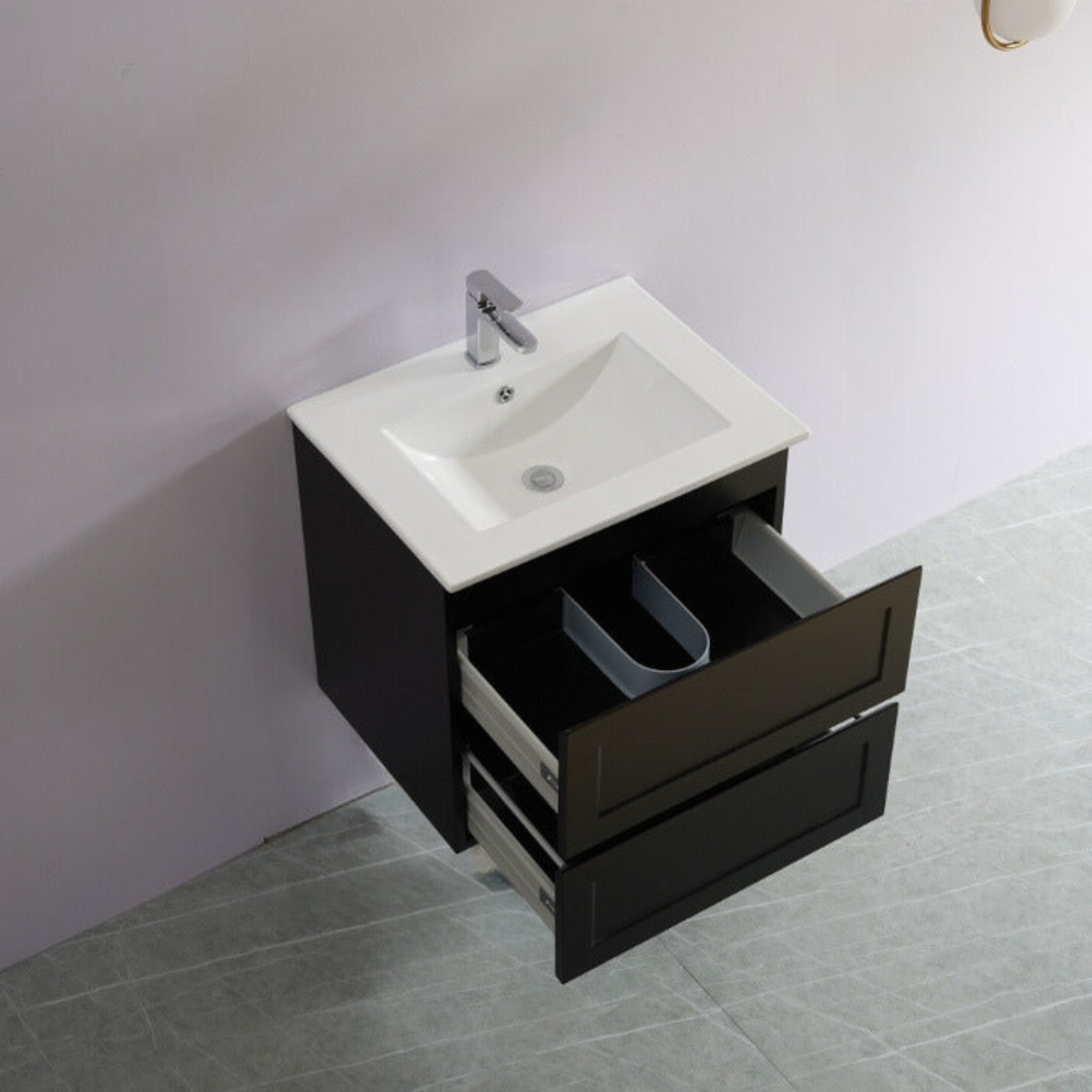 CETO FREMANTLE MATTE BLACK 600MM SINGLE BOWL WALL HUNG VANITY