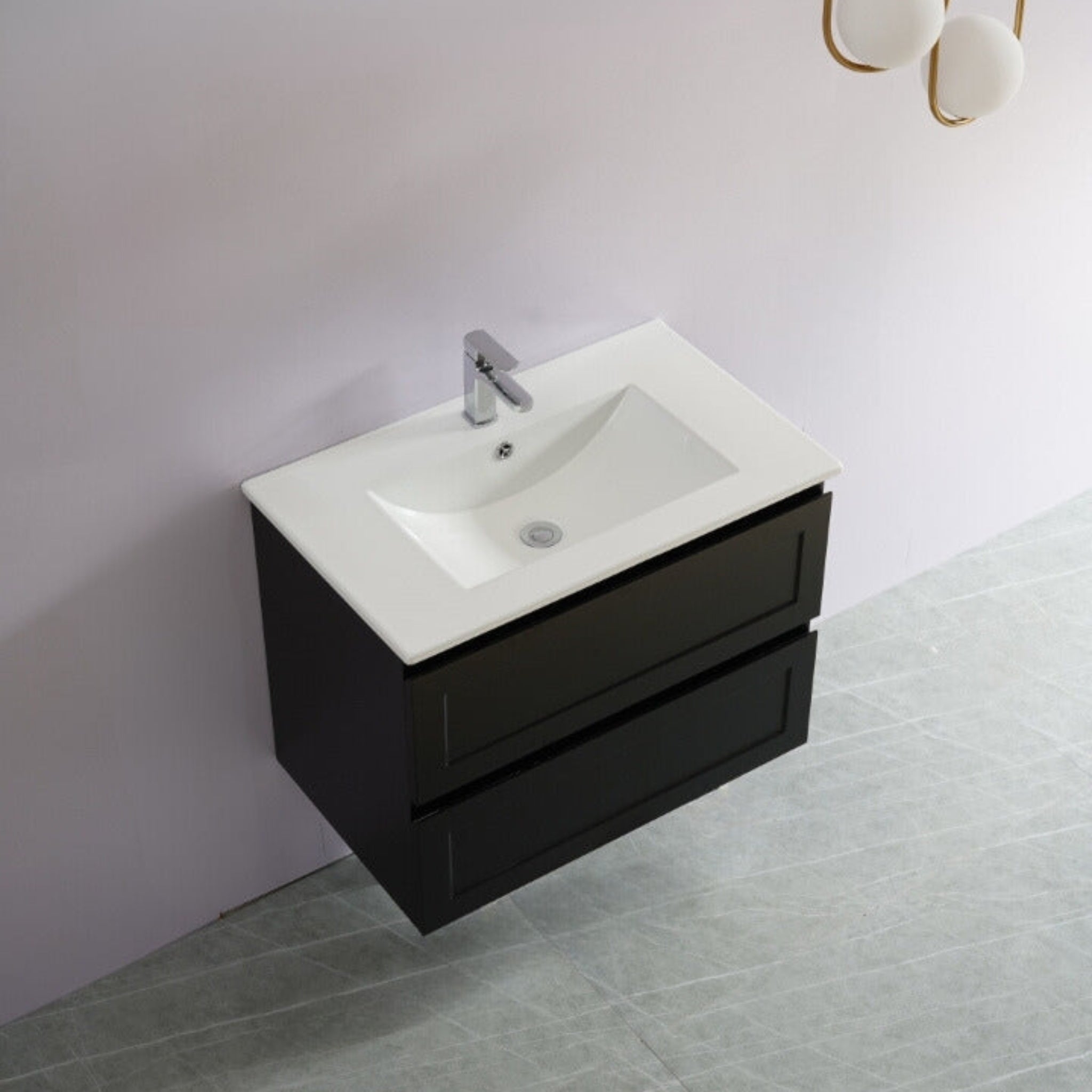 CETO FREMANTLE MATTE BLACK 750MM SINGLE BOWL WALL HUNG VANITY