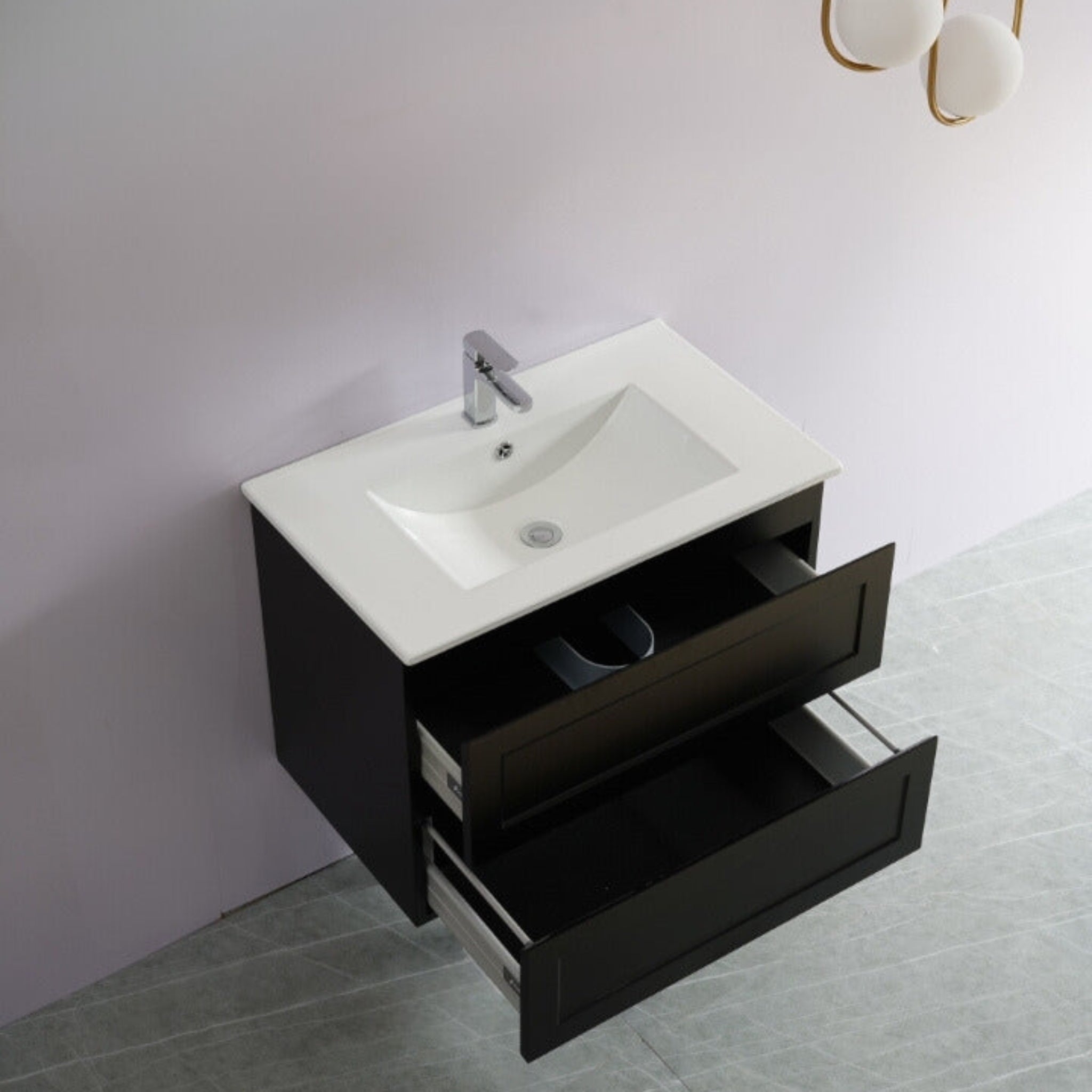CETO FREMANTLE MATTE BLACK 750MM SINGLE BOWL WALL HUNG VANITY