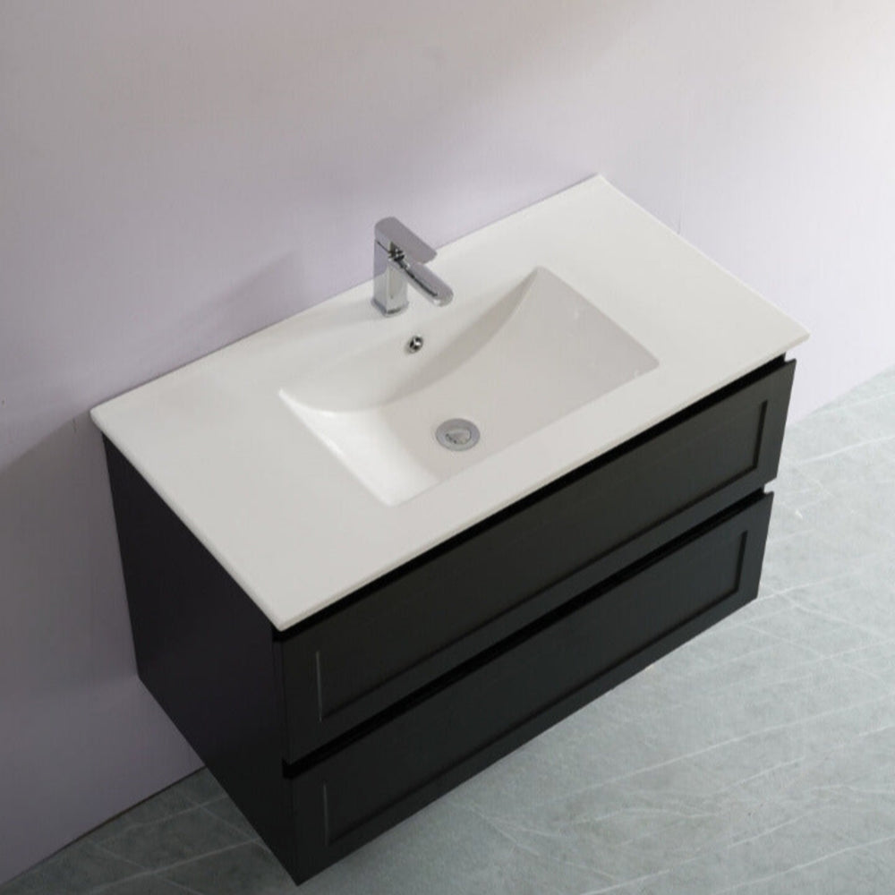 CETO FREMANTLE MATTE BLACK 900MM SINGLE BOWL WALL HUNG VANITY