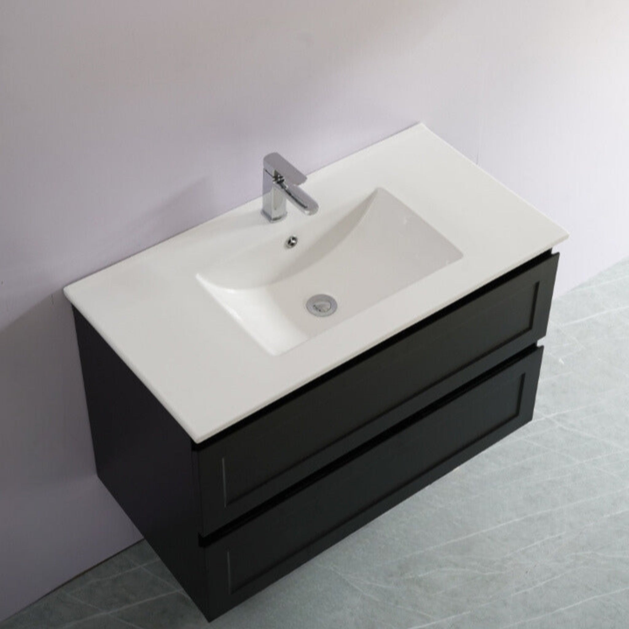 CETO FREMANTLE MATTE BLACK 900MM SINGLE BOWL WALL HUNG VANITY