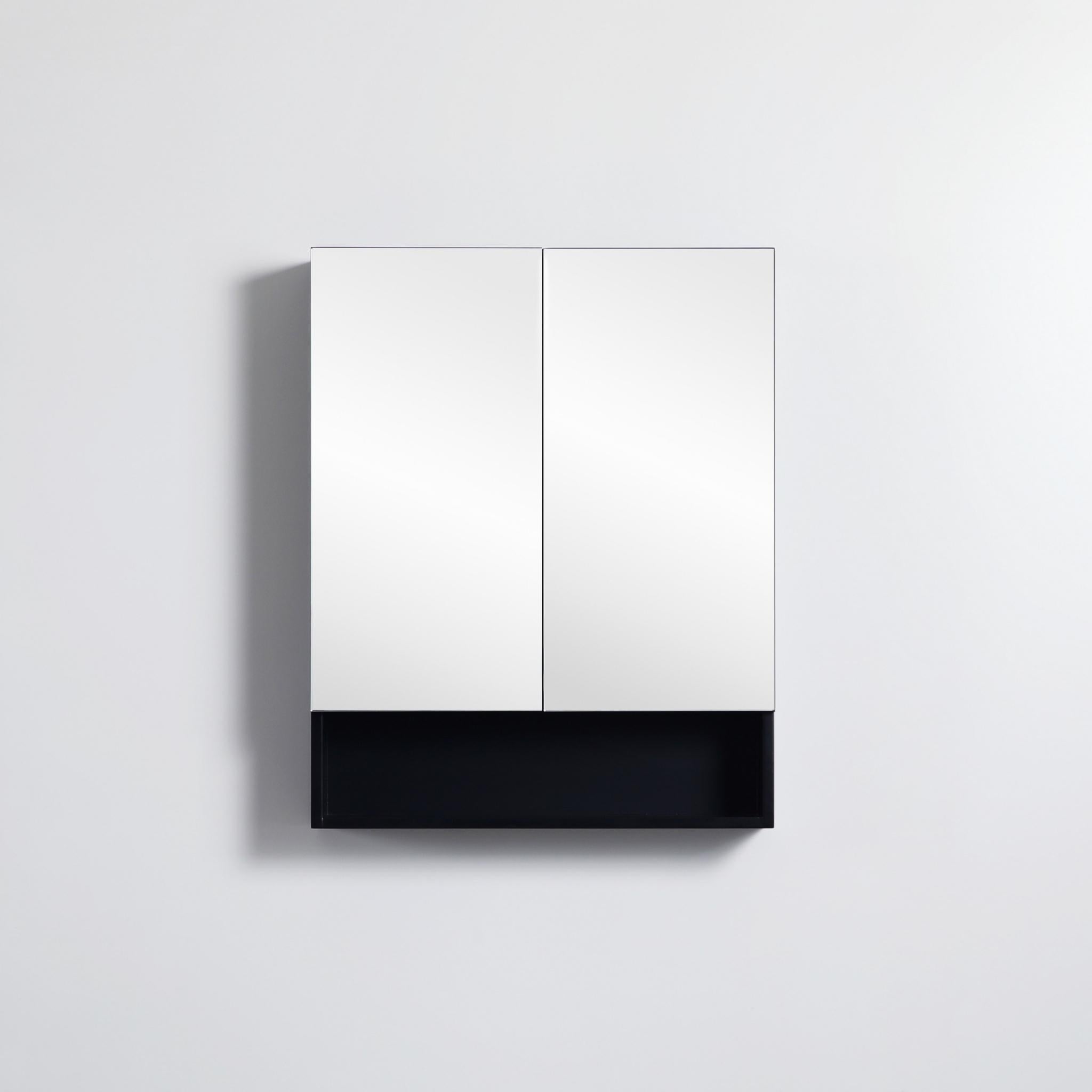 CETO FREMANTLE BLACK SHAVING CABINET 600MM X 750MM