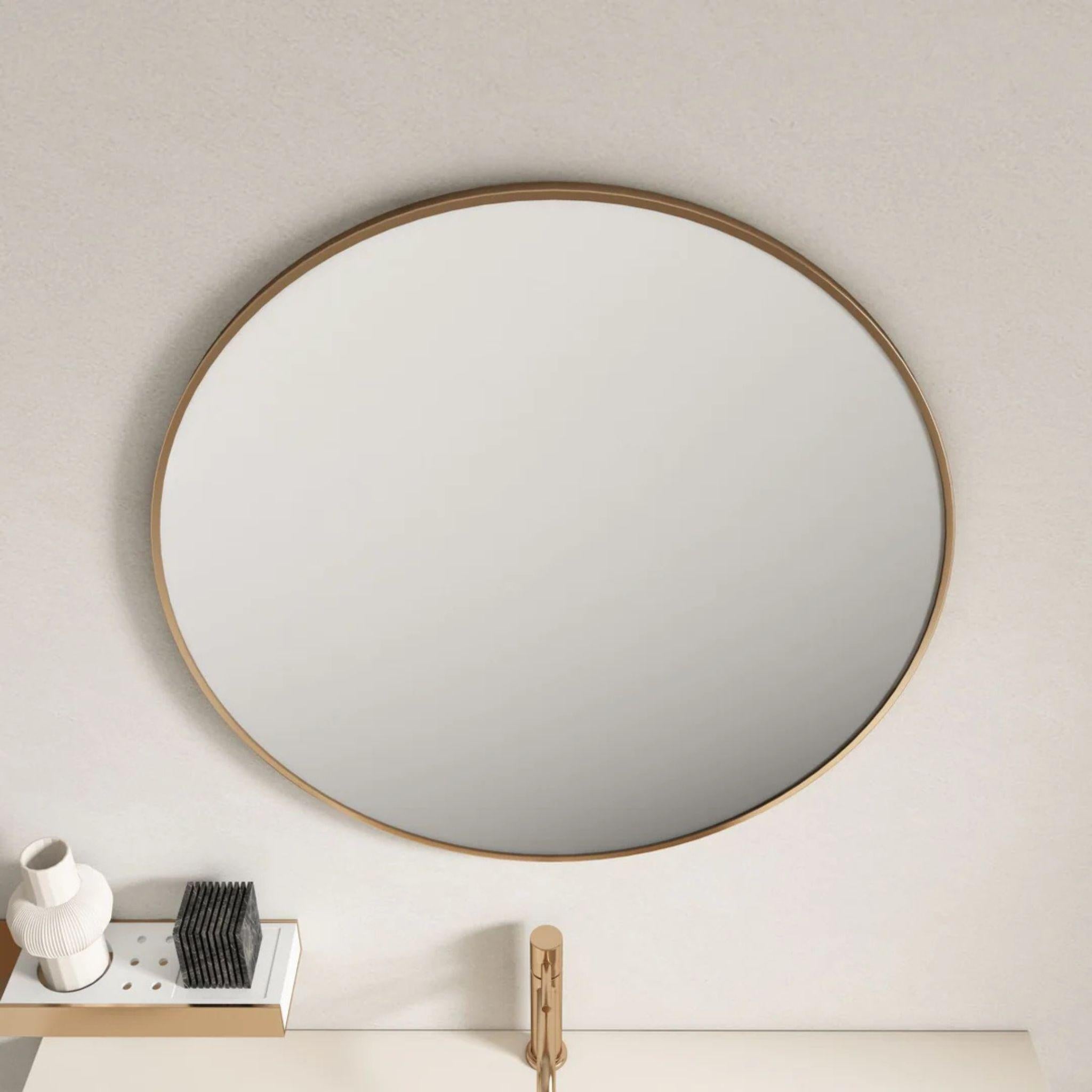 MERCIO ALUMINIUM FRAMED ROUND MIRROR BRUSHED GOLD 750X750MM