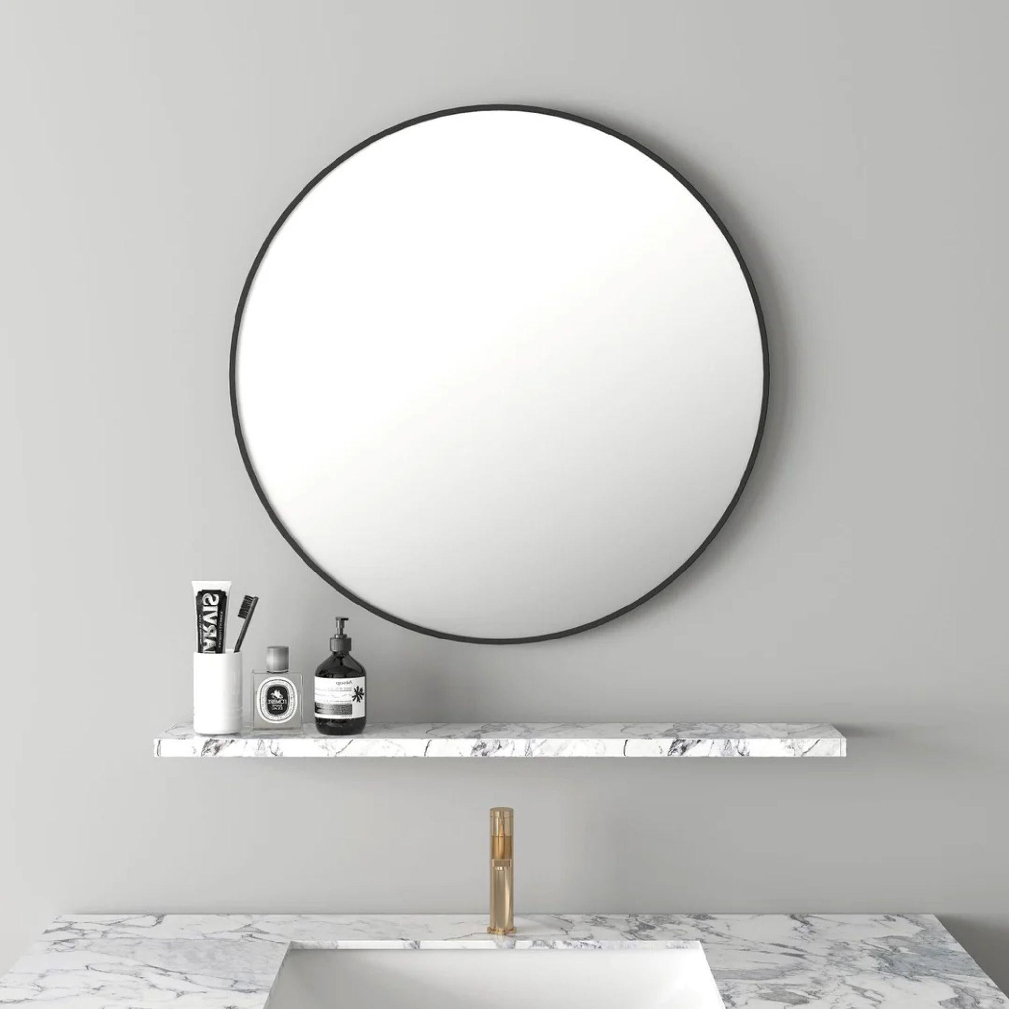 MERCIO ALUMINIUM FRAMED ROUND MIRROR MATTE BLACK 900X900MM