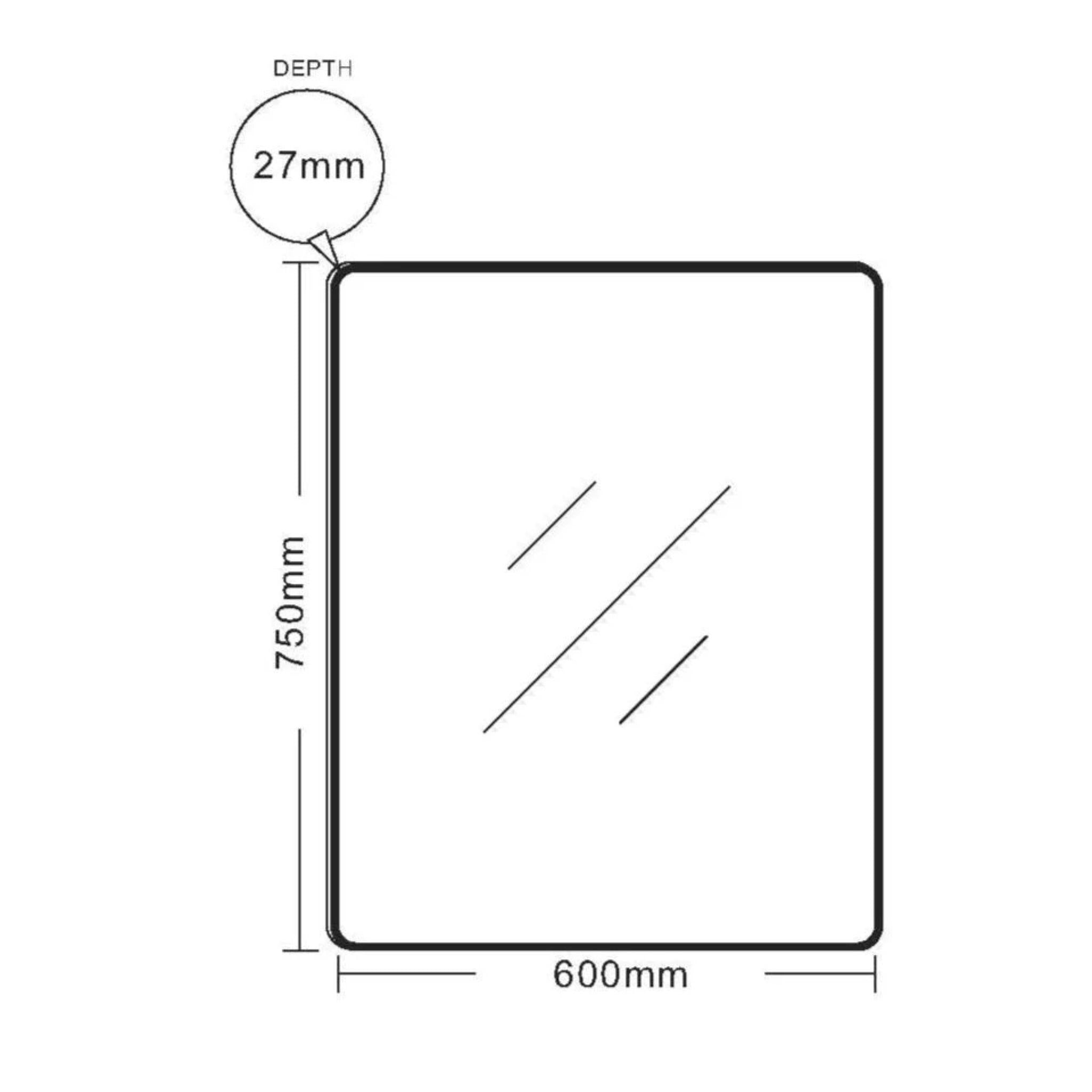 MERCIO ALUMINIUM FRAMED RECTANGULAR MIRROR BRUSHED GOLD 600X750MM