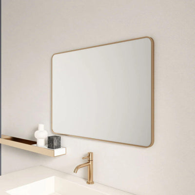 MERCIO ALUMINIUM FRAMED RECTANGULAR MIRROR BRUSHED GOLD 900X750MM